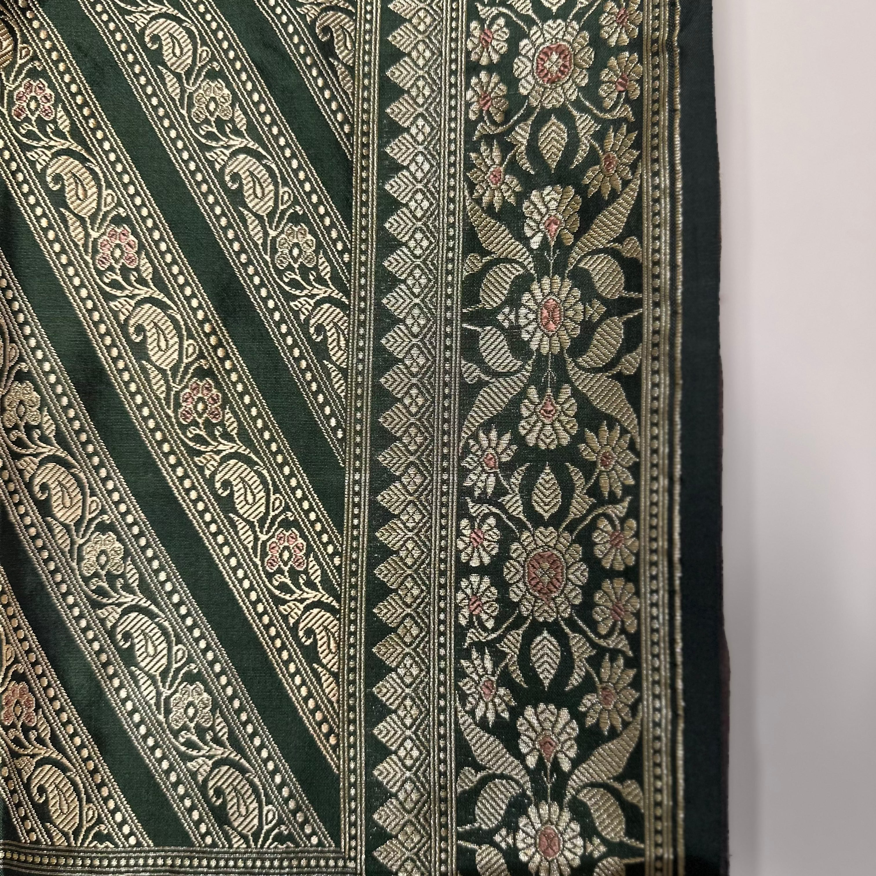 Moss Green Baluchari with Minakari