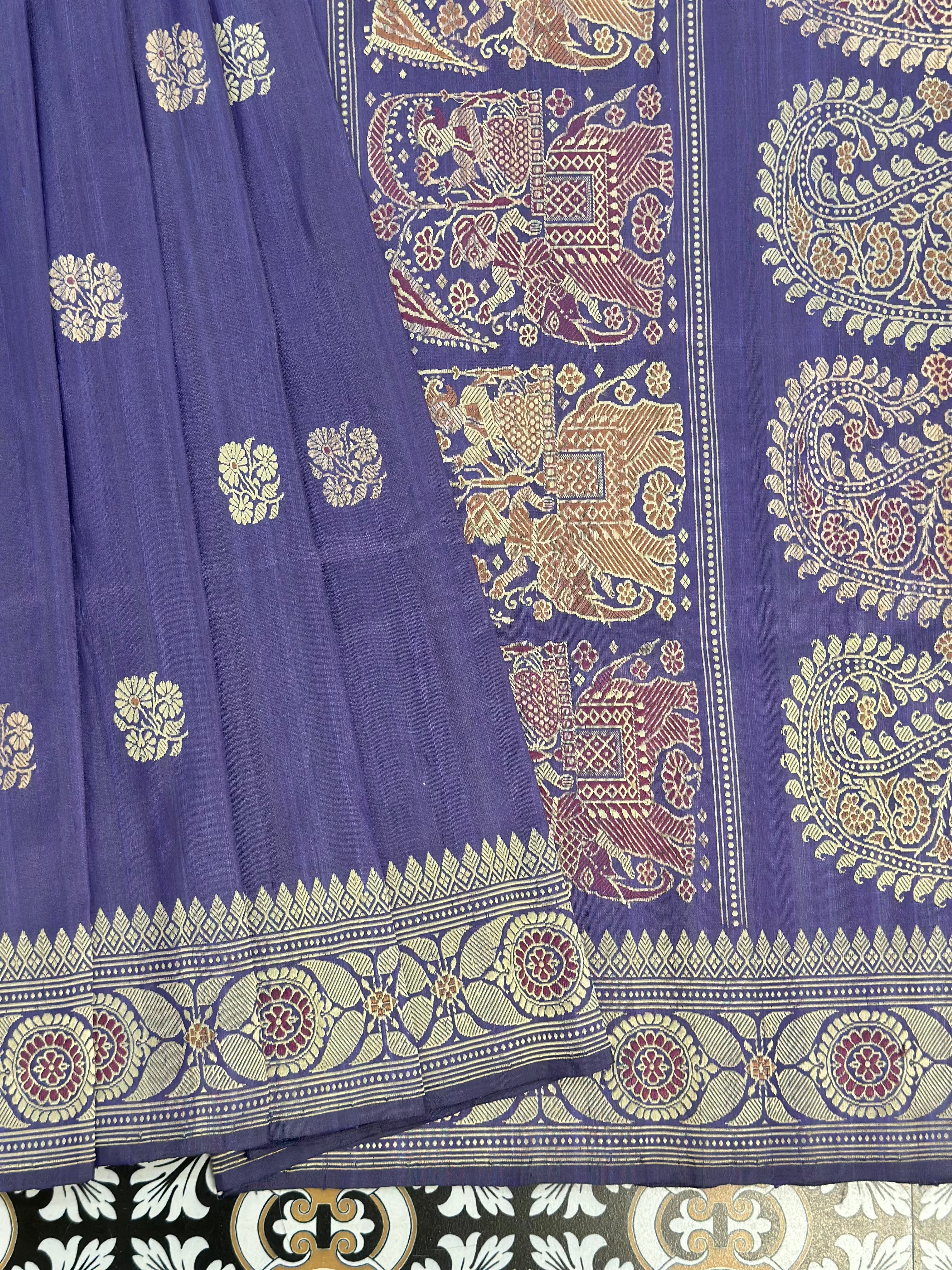 Amethyst purple Revival Baluchari Saree