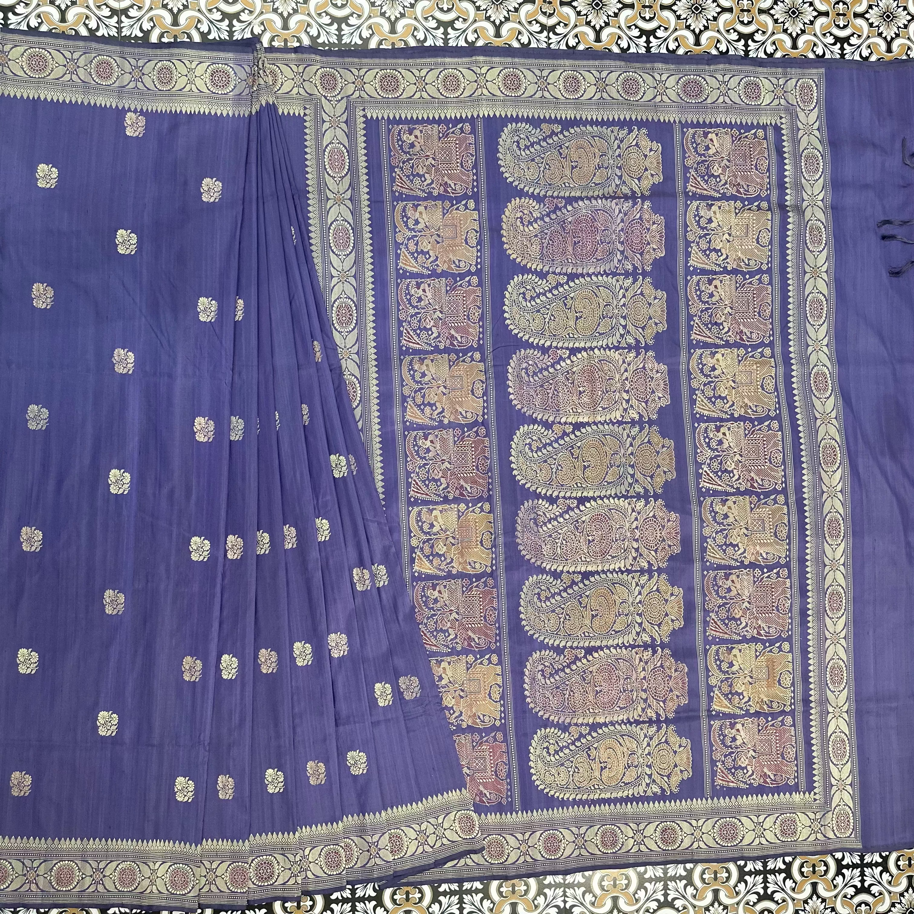 Amethyst purple Revival Baluchari Saree