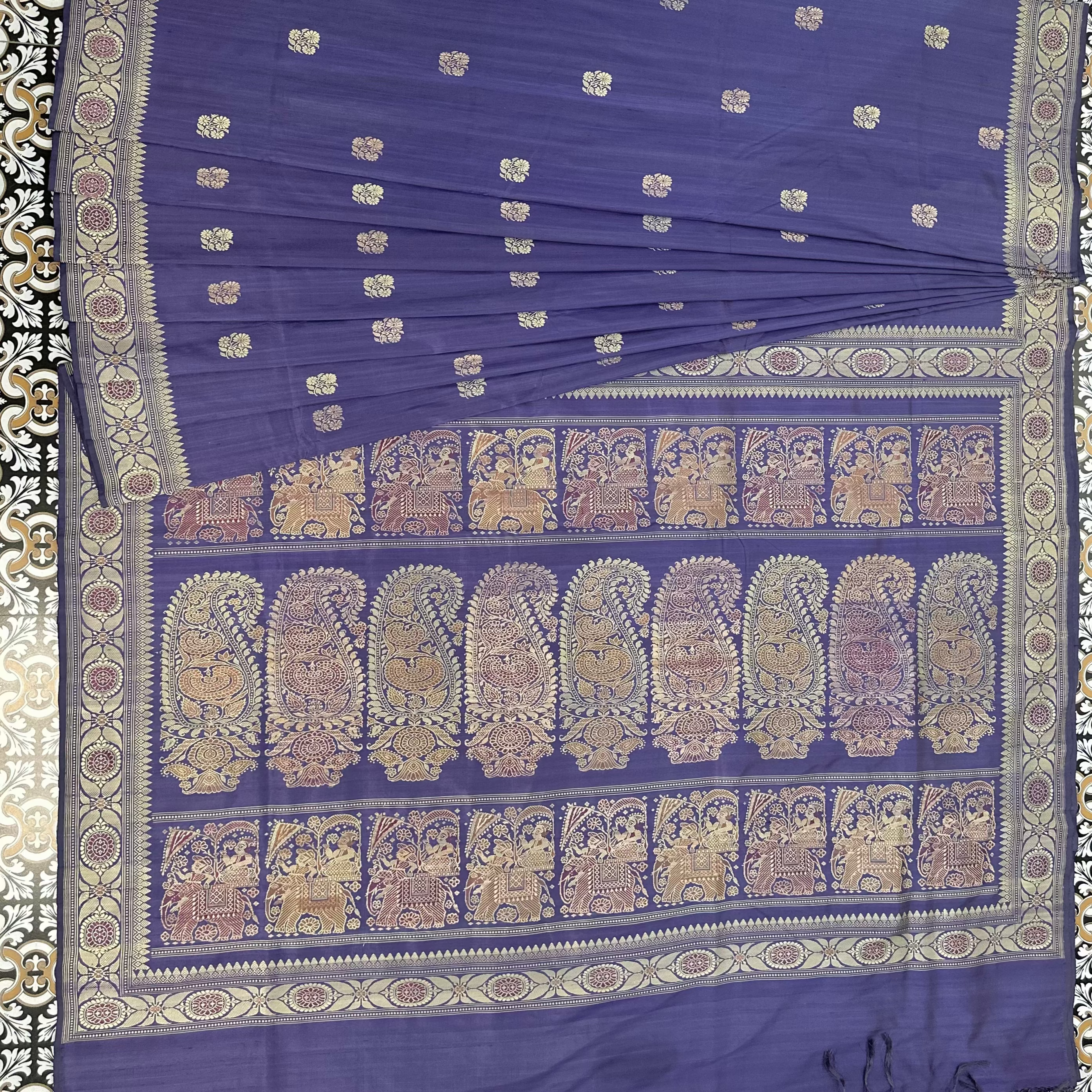 Amethyst purple Revival Baluchari Saree