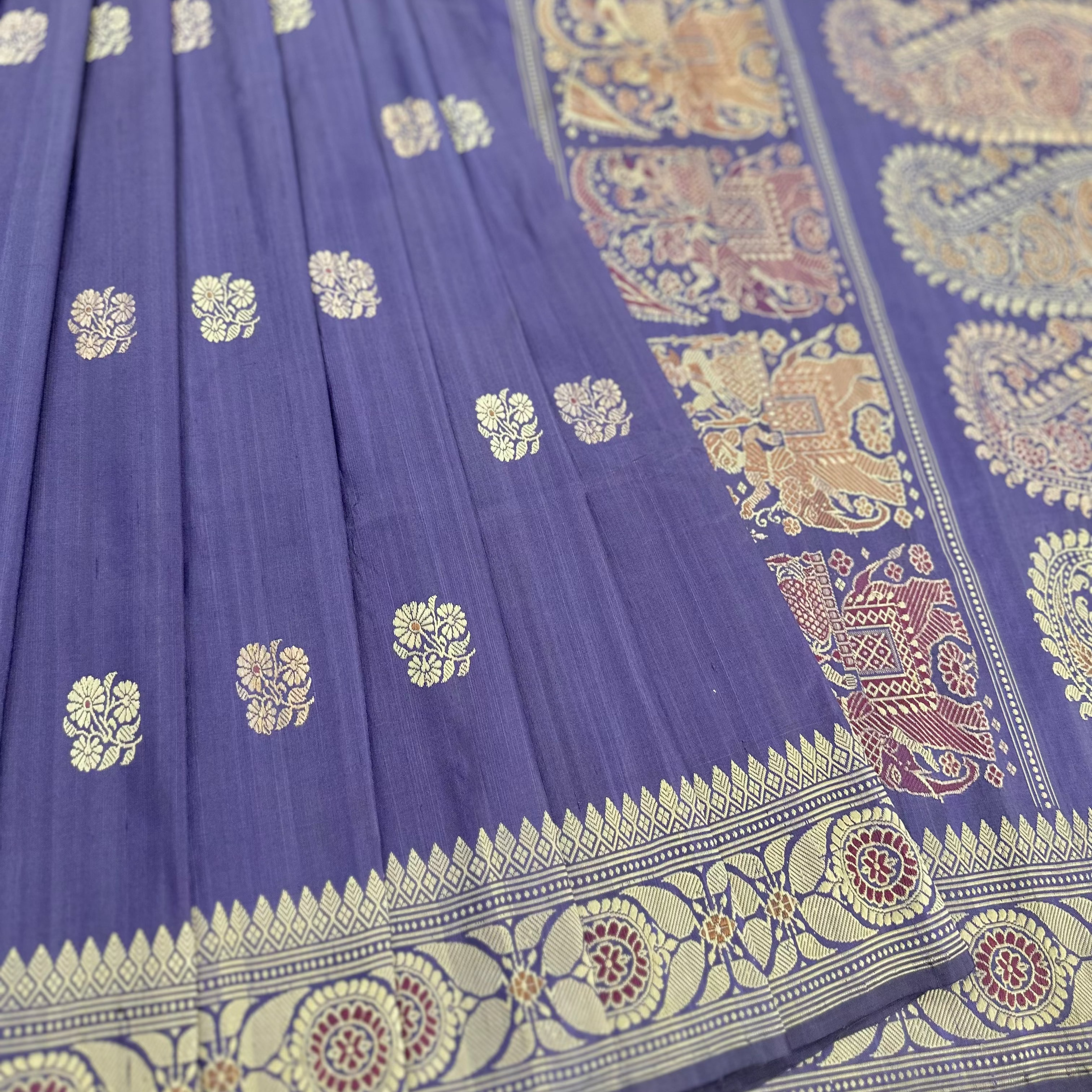 Amethyst purple Revival Baluchari Saree