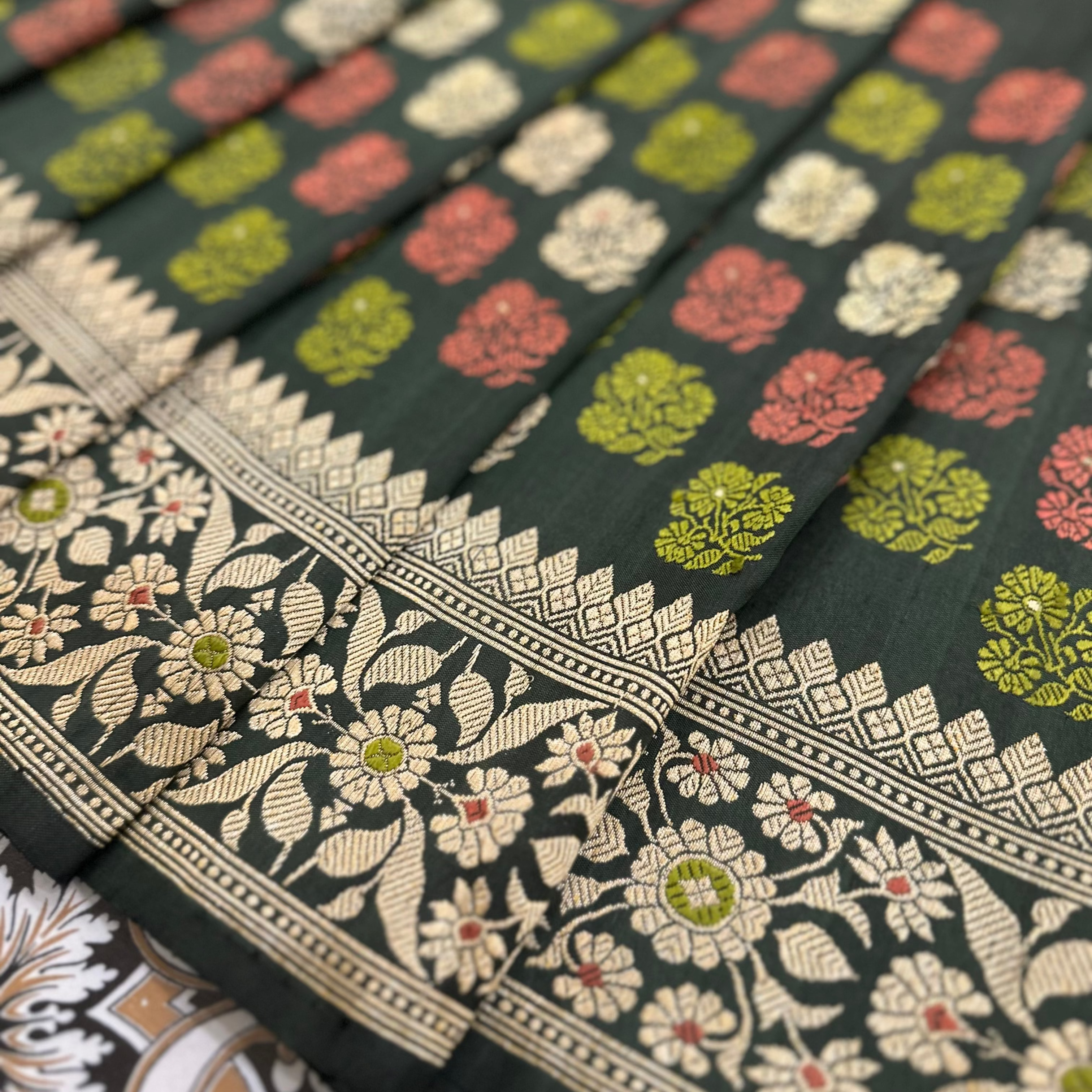 Dark Green Revival Baluchari Saree
