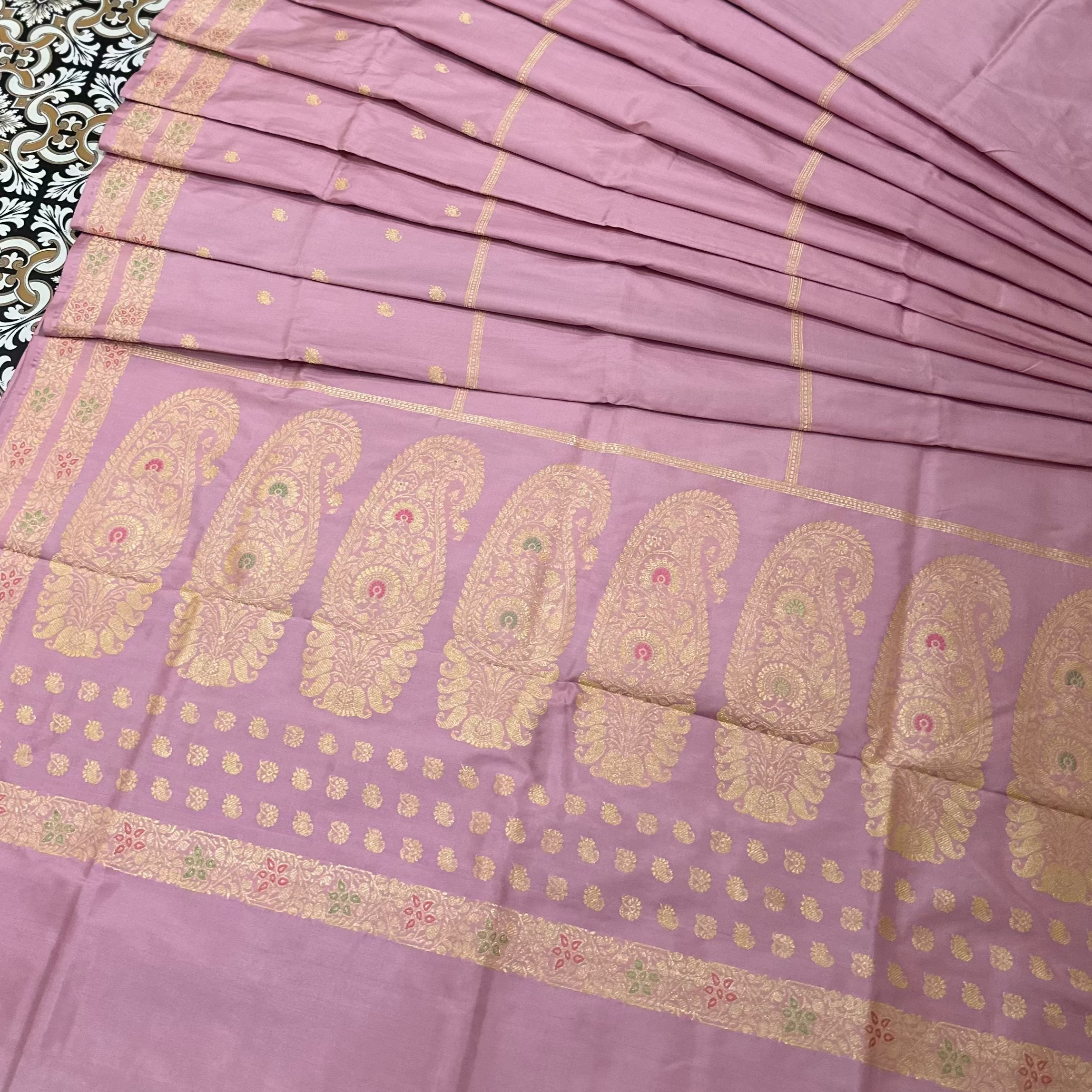 Pink Baluchari saree with Paisley in palla