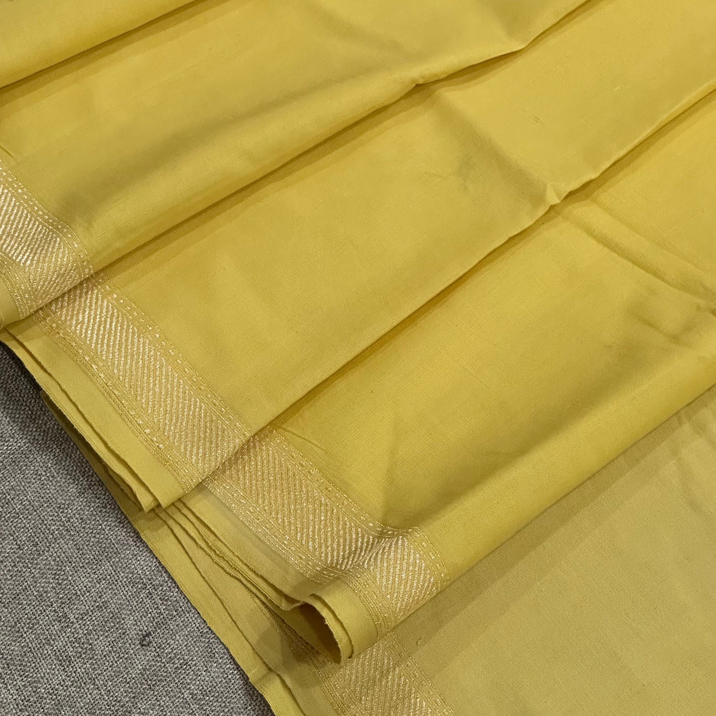 Yellow Pure Cotton Natural Dyed Benarasi