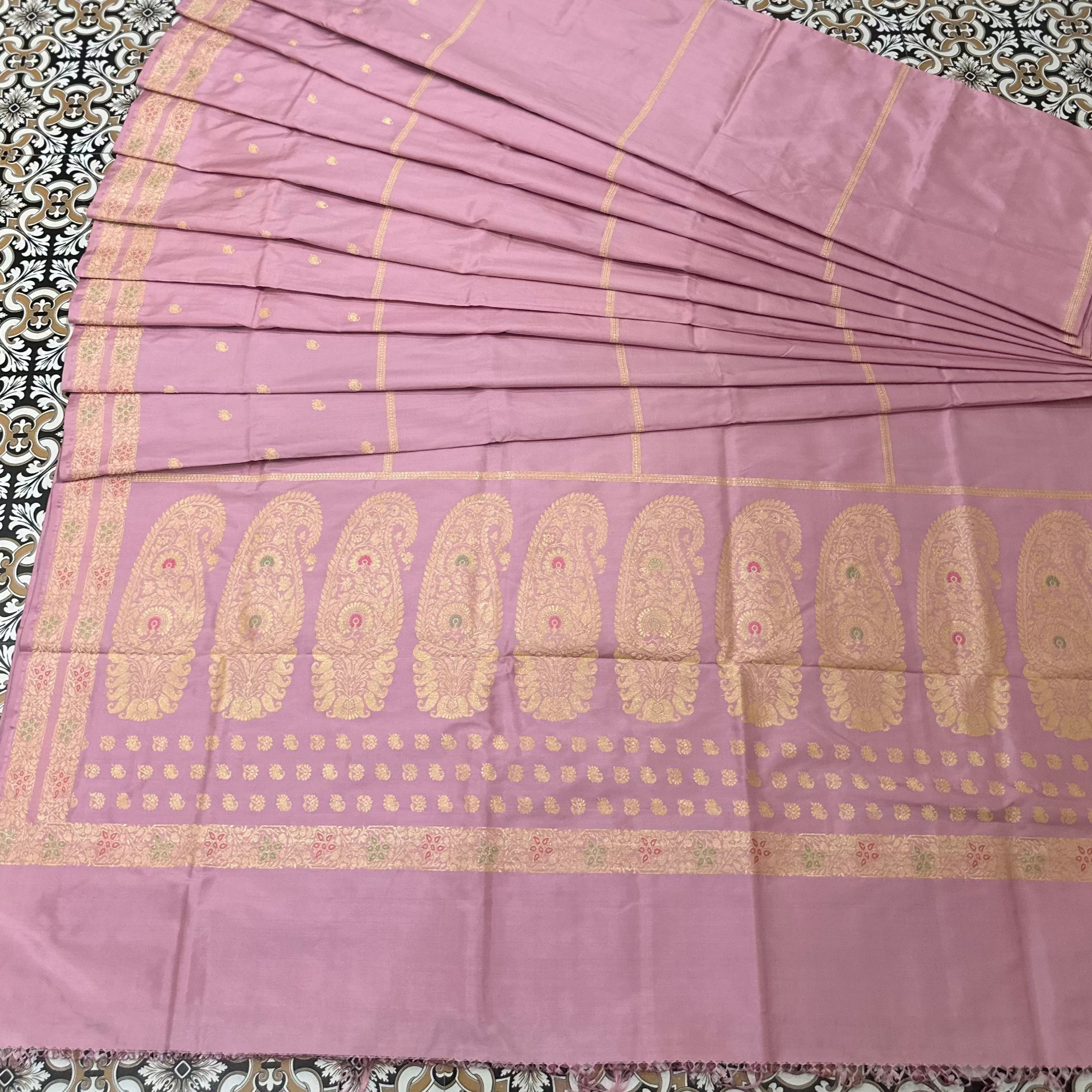 Pink Baluchari Saree with Paisley in the Palla