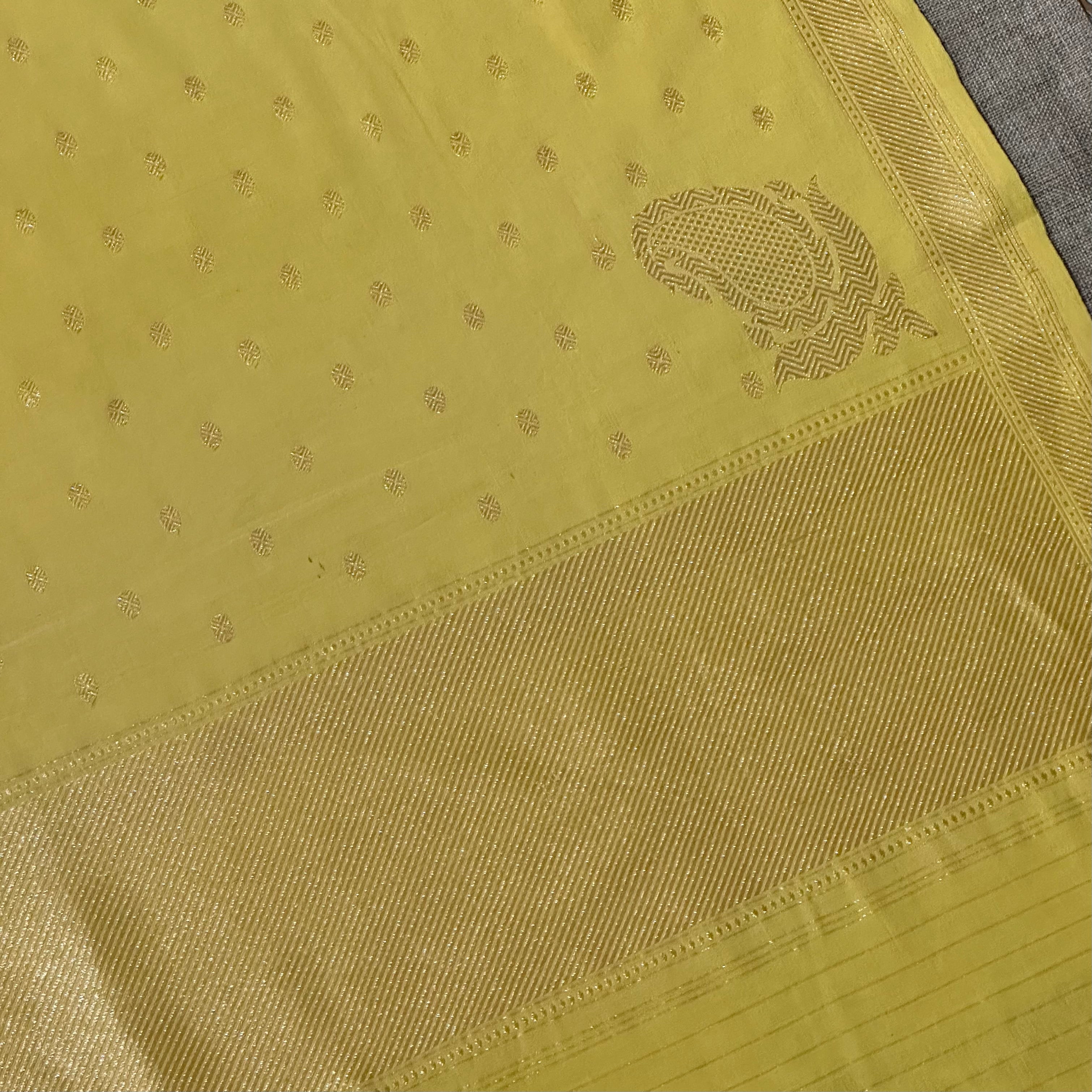 Yellow Pure Cotton Natural Dyed Benarasi
