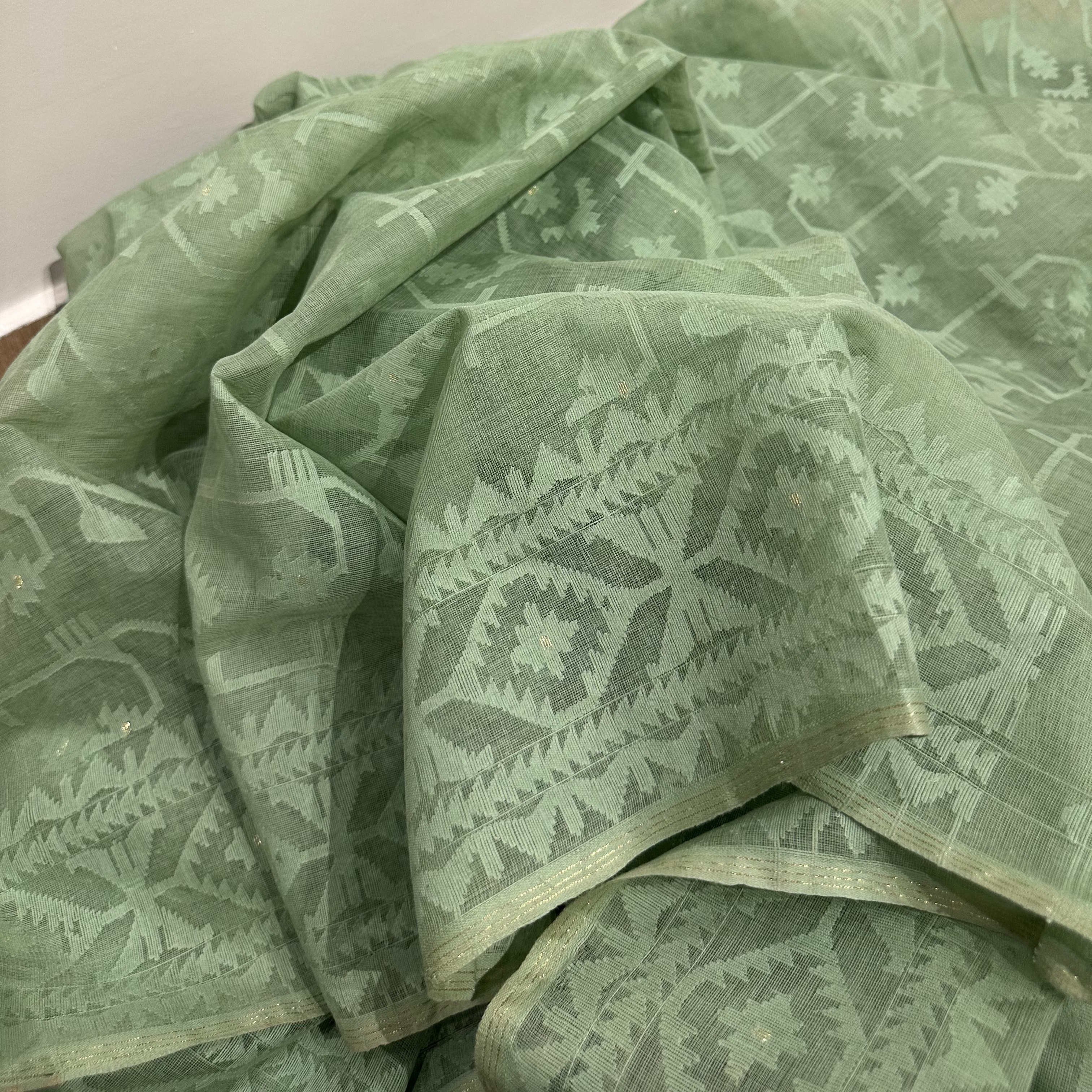 Light Fern Green Dhakai Jamdani