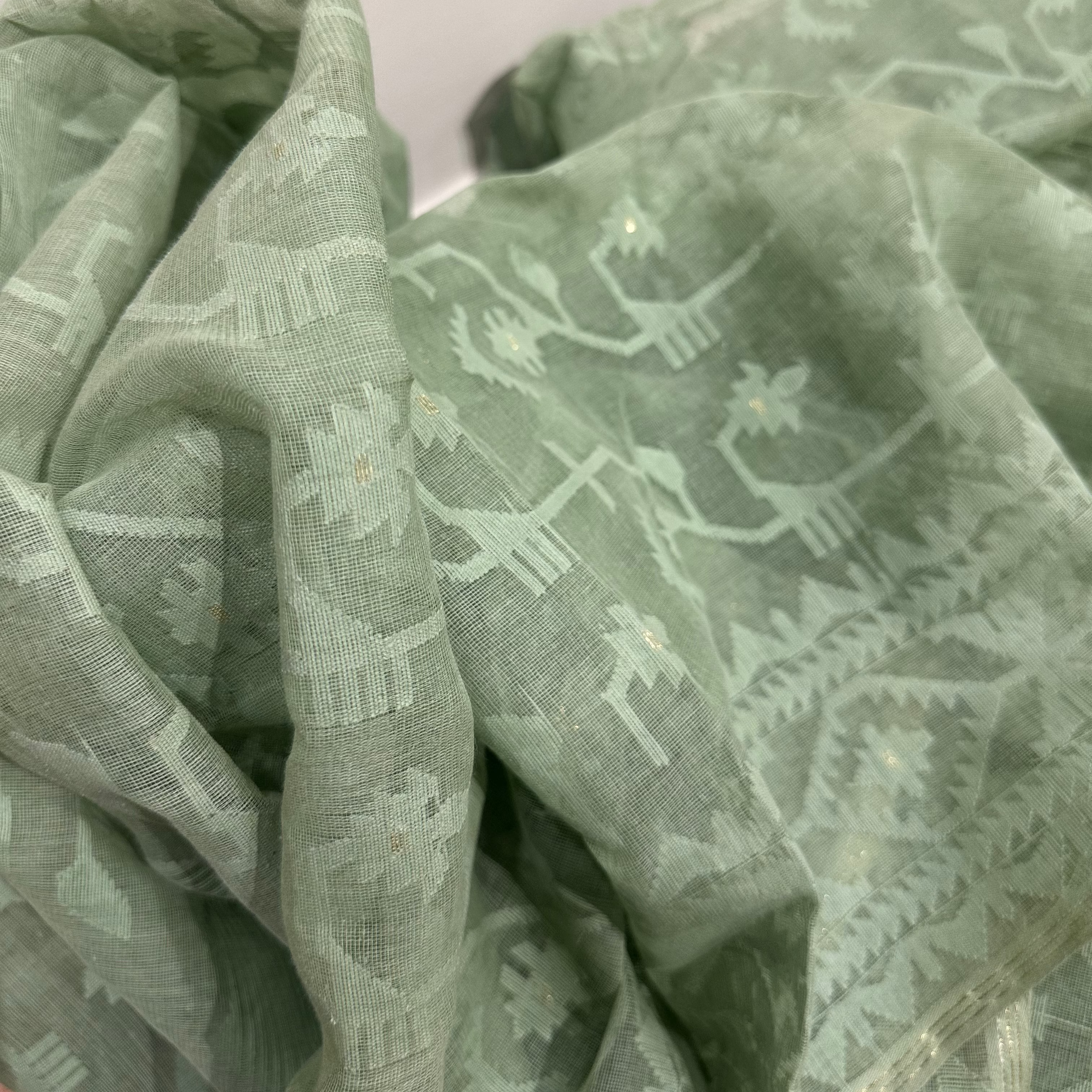Light Fern Green Dhakai Jamdani