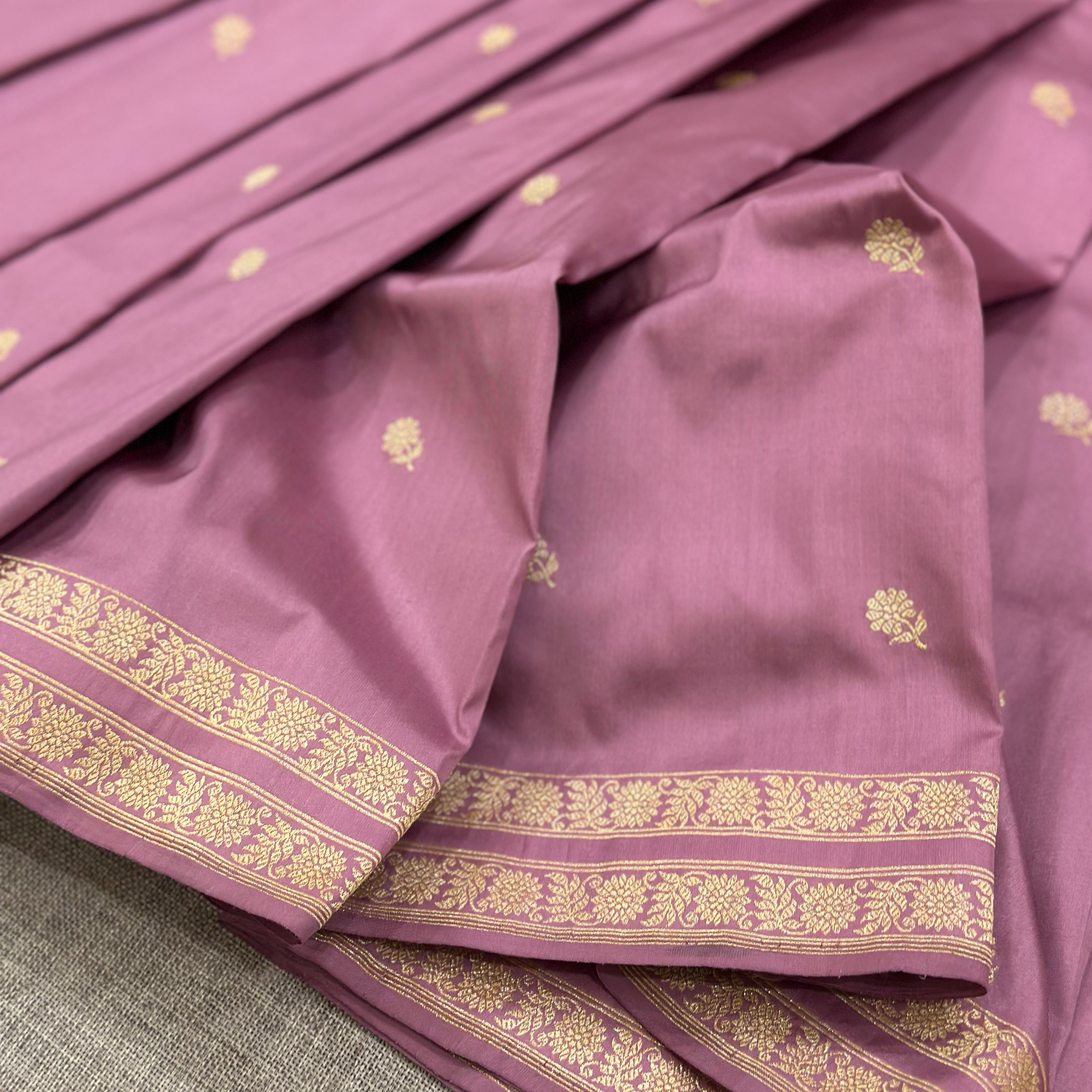 Onion Pink Khadwa Buti Benarasi with Paisley