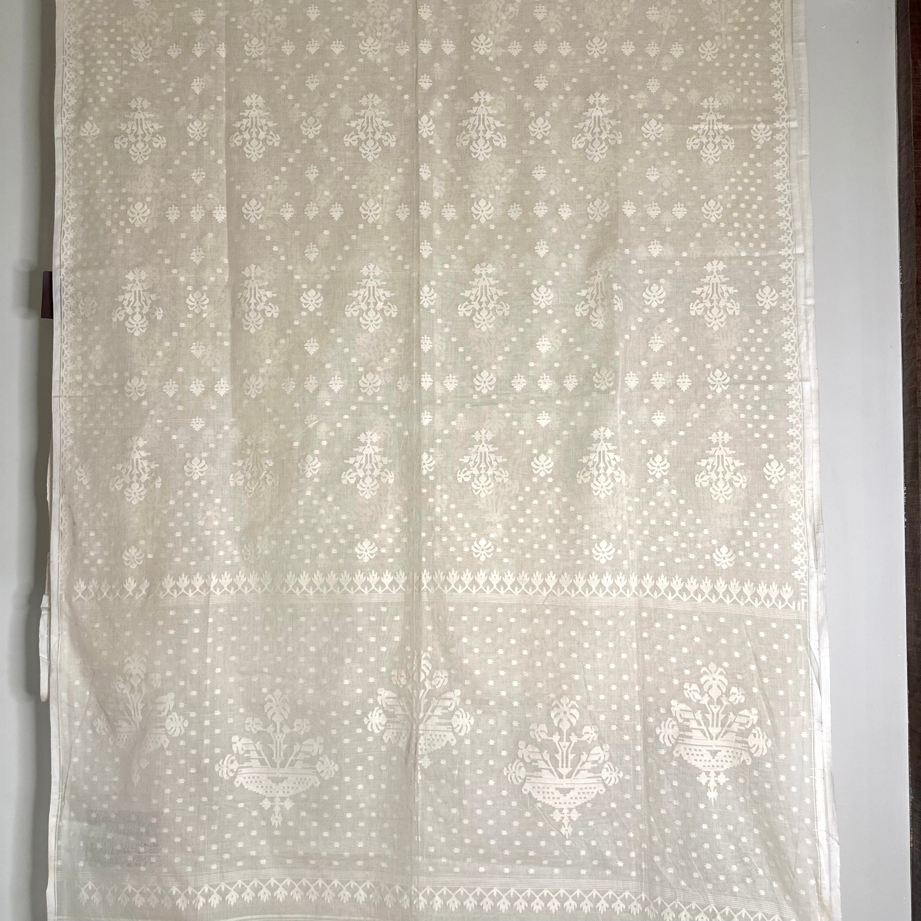 White Handspun 300 Count Masterpiece white on white Dhakai Jamdani