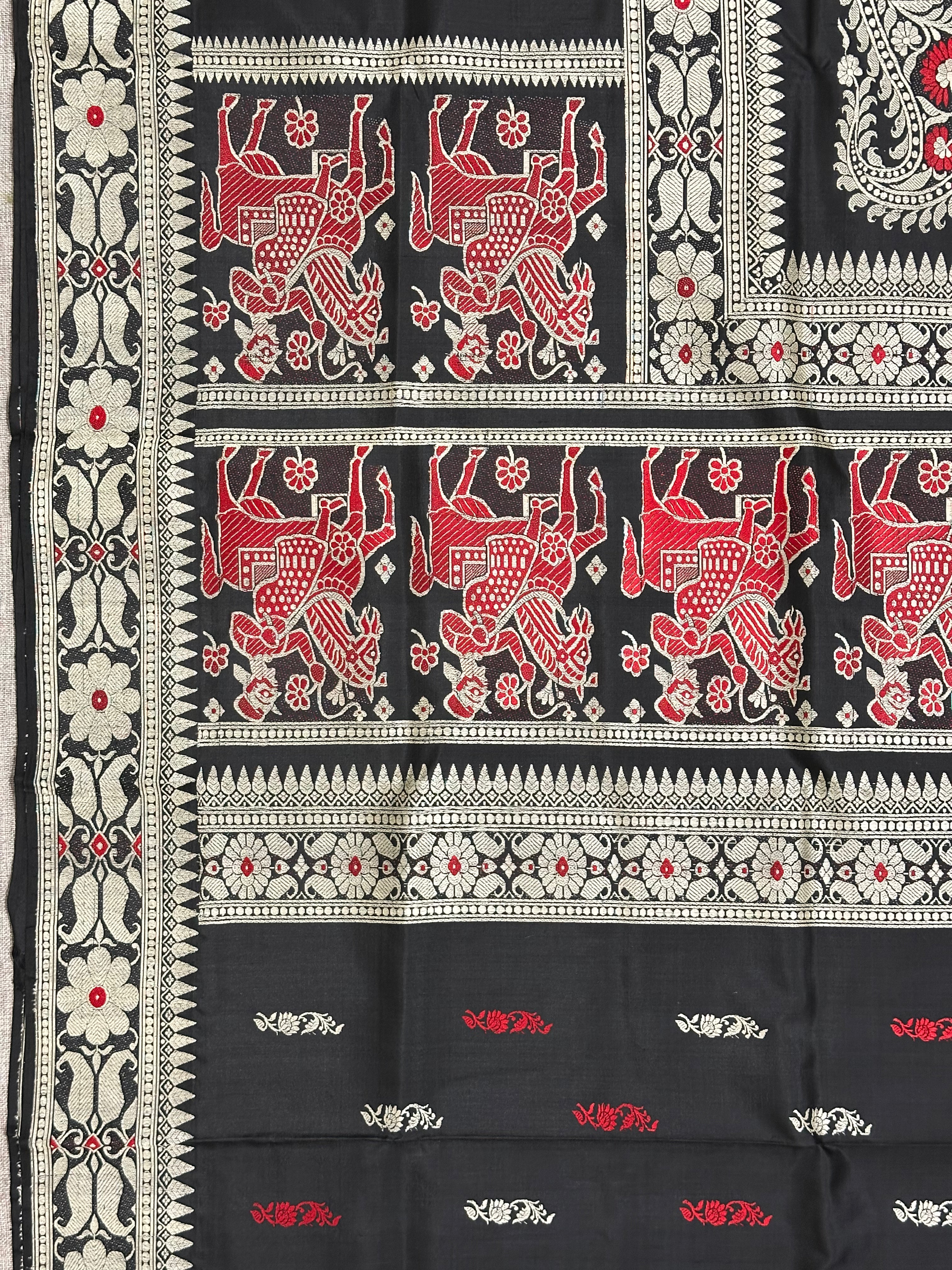 Black and Red Revival Baluchari from Bengal
