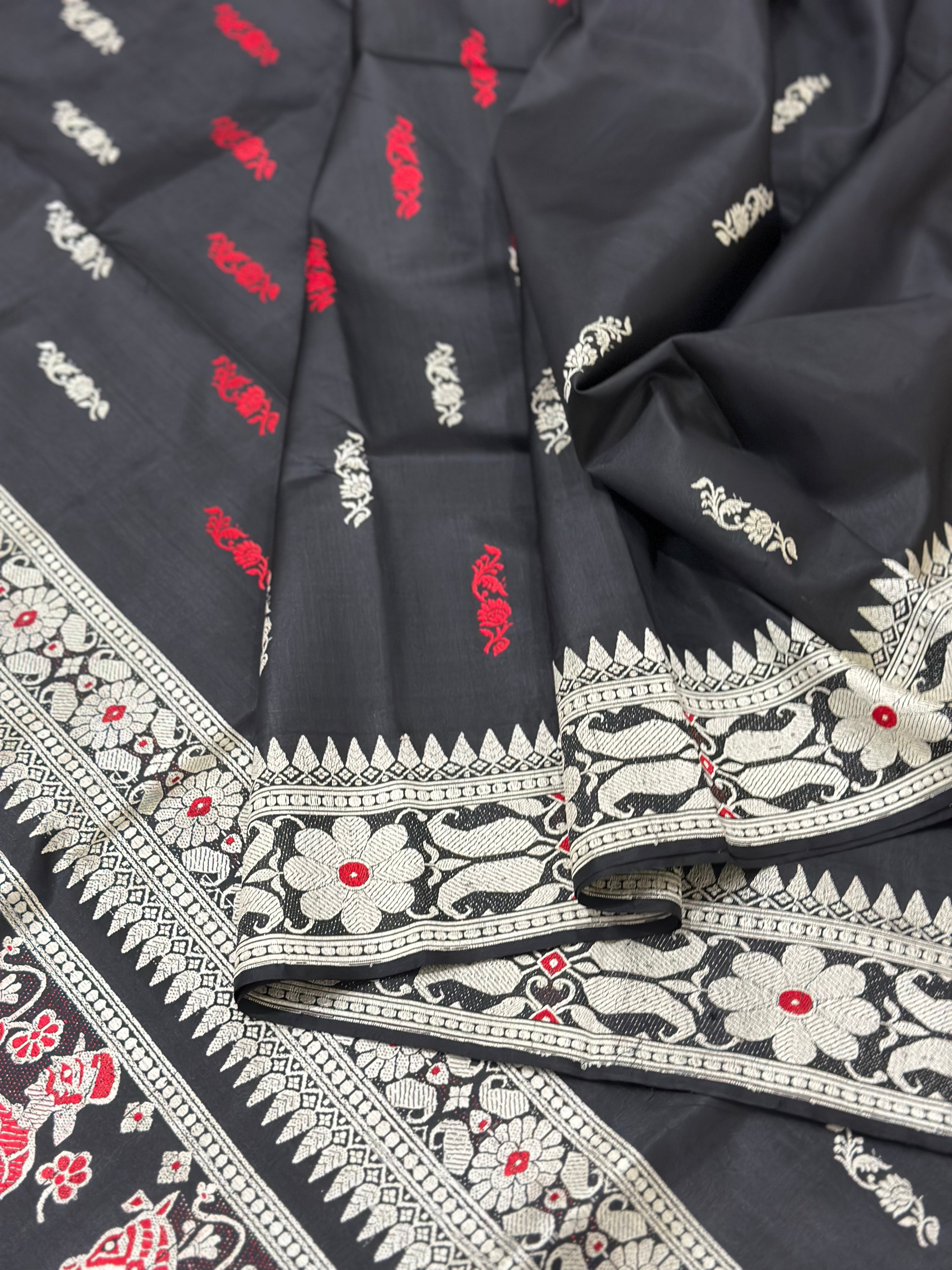 Black and Red Revival Baluchari from Bengal