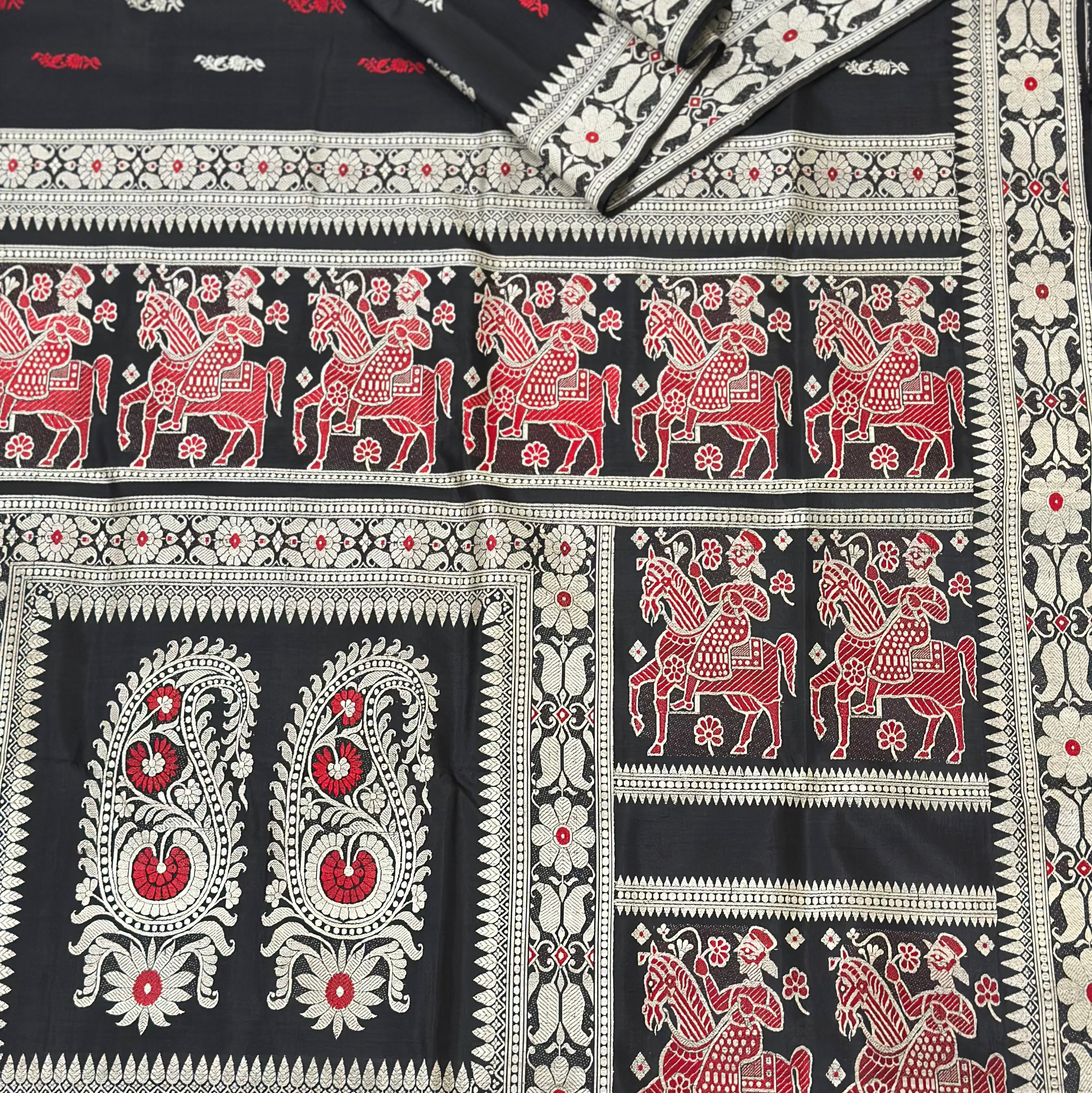 Black and Red Revival Baluchari from Bengal