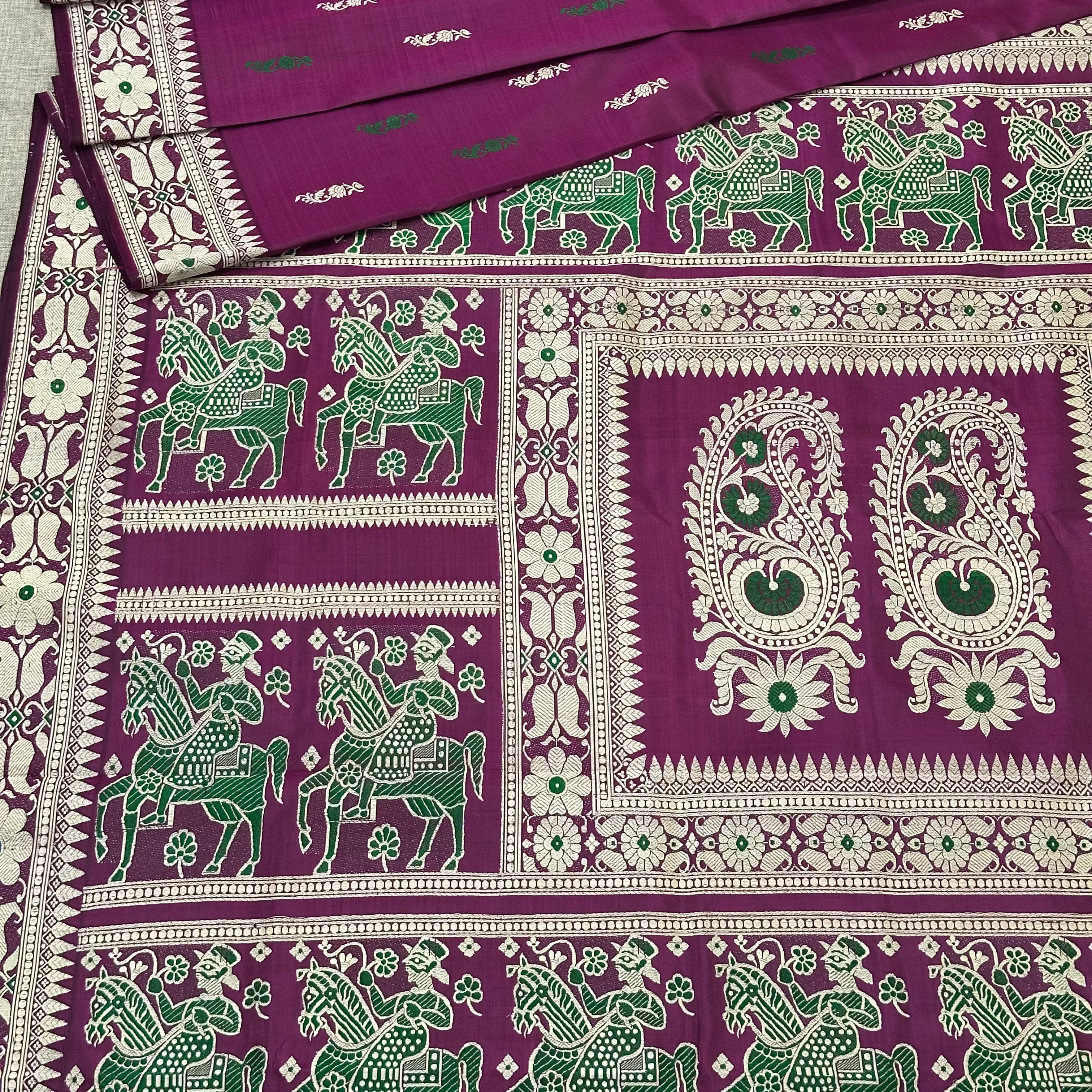 Magenta Baluchari from Bengal