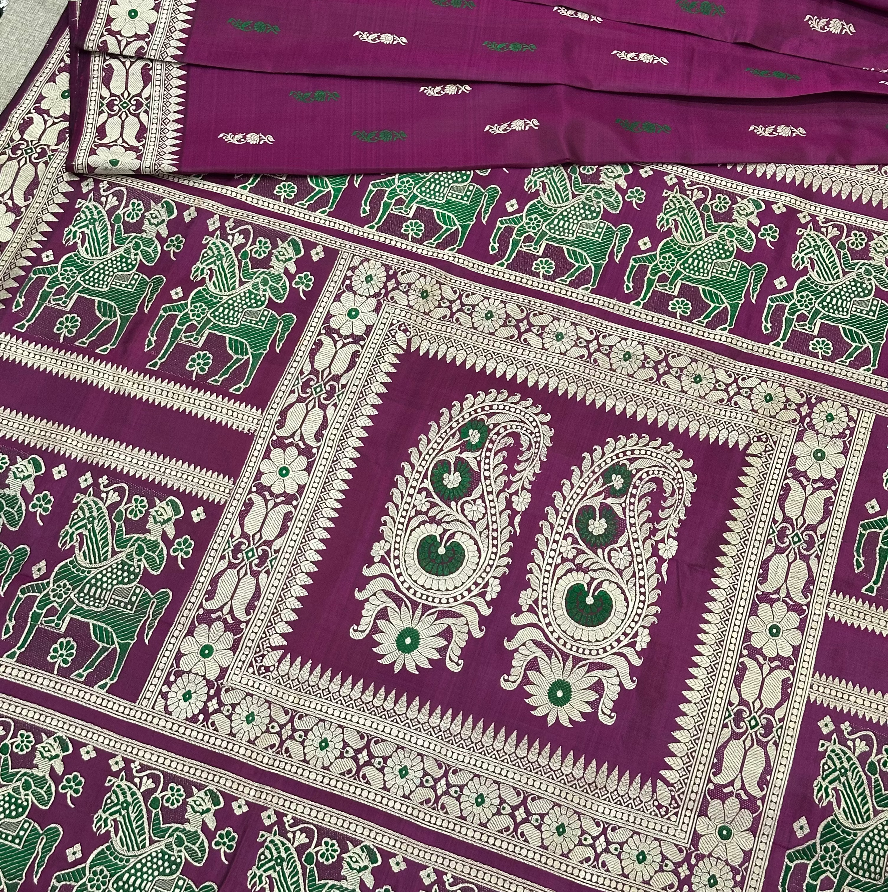 Magenta Baluchari from Bengal
