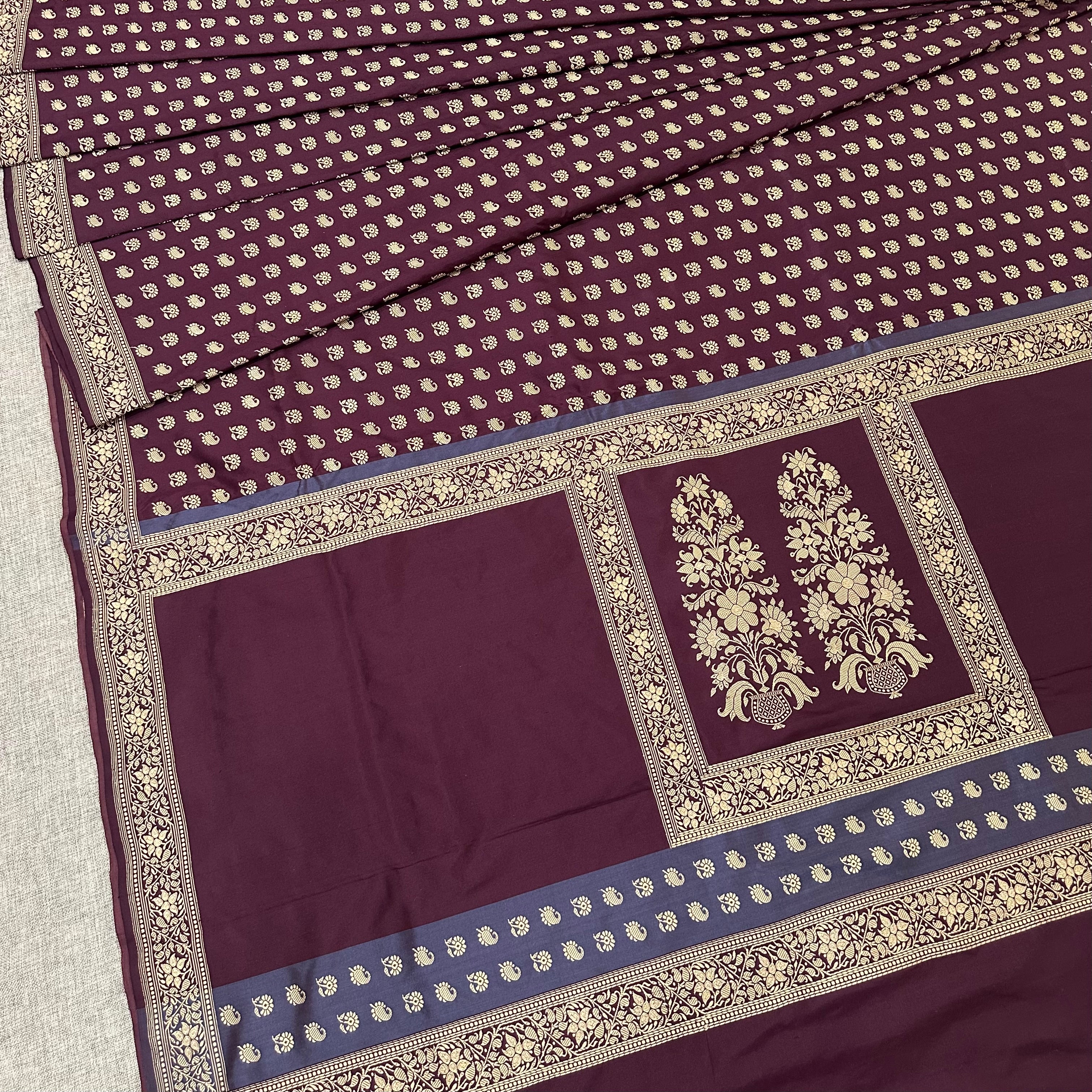 Dark Purple Buti Baluchari with Tree of Life