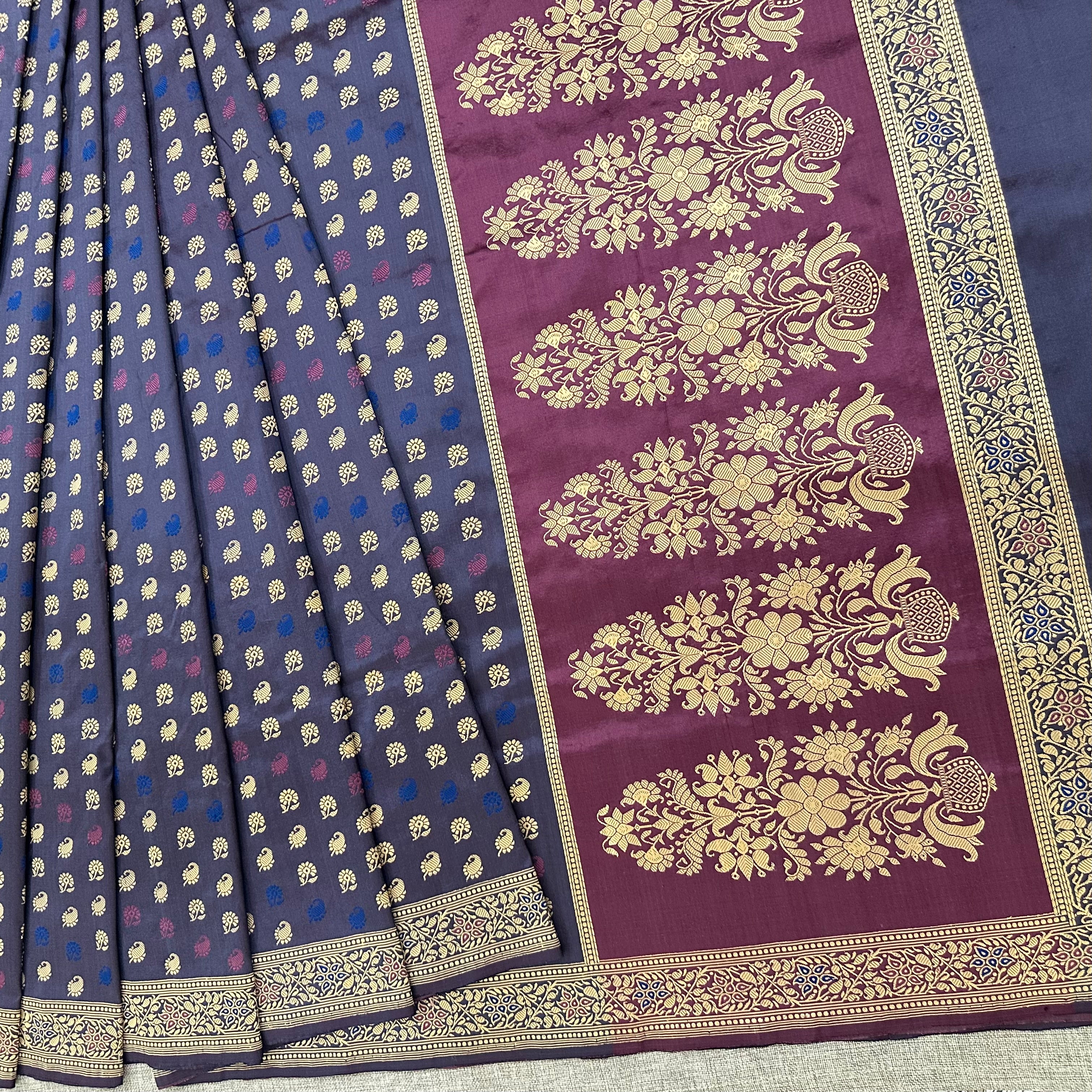 Greyish Purple Buti Baluchari with Tree of Life