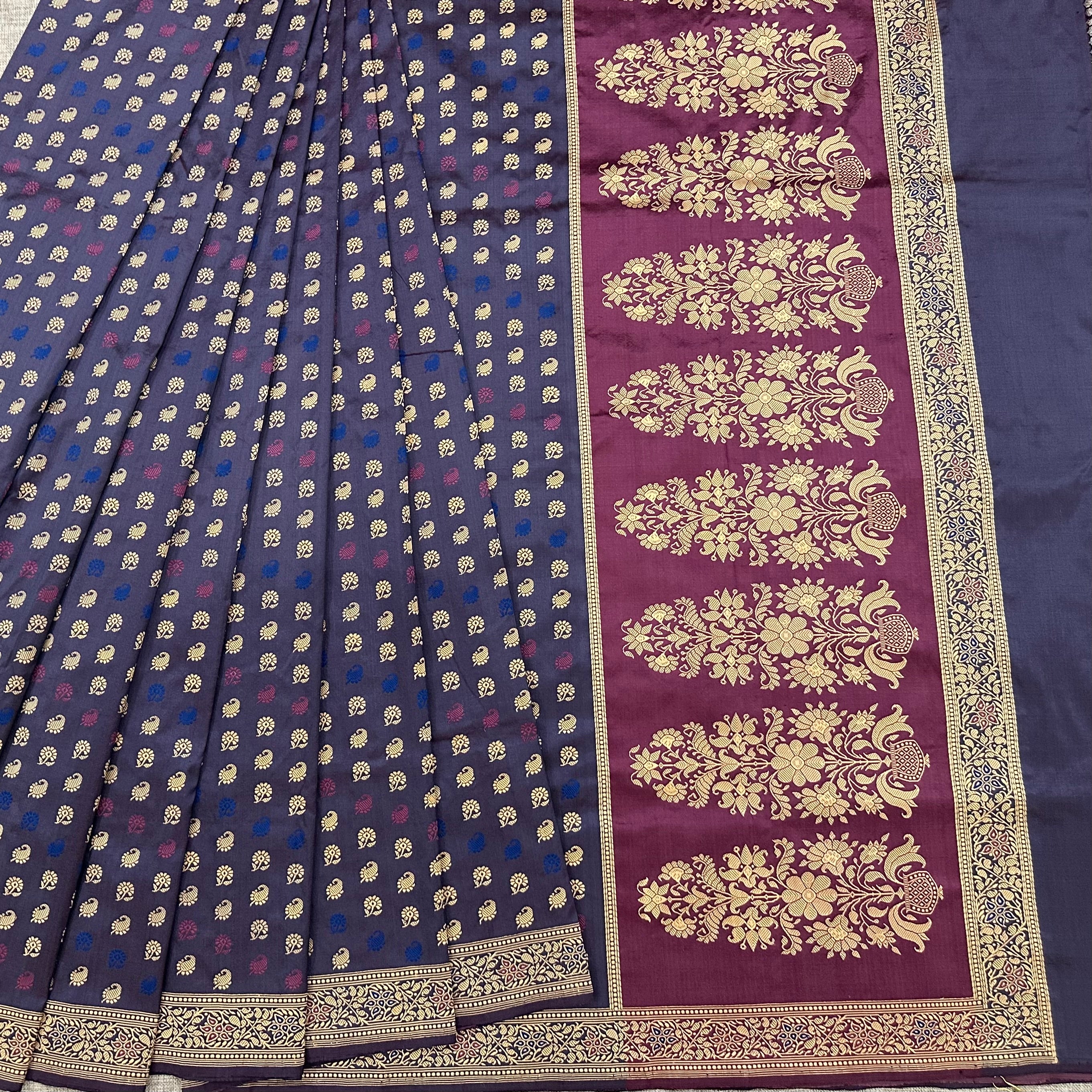 Greyish Purple Buti Baluchari with Tree of Life