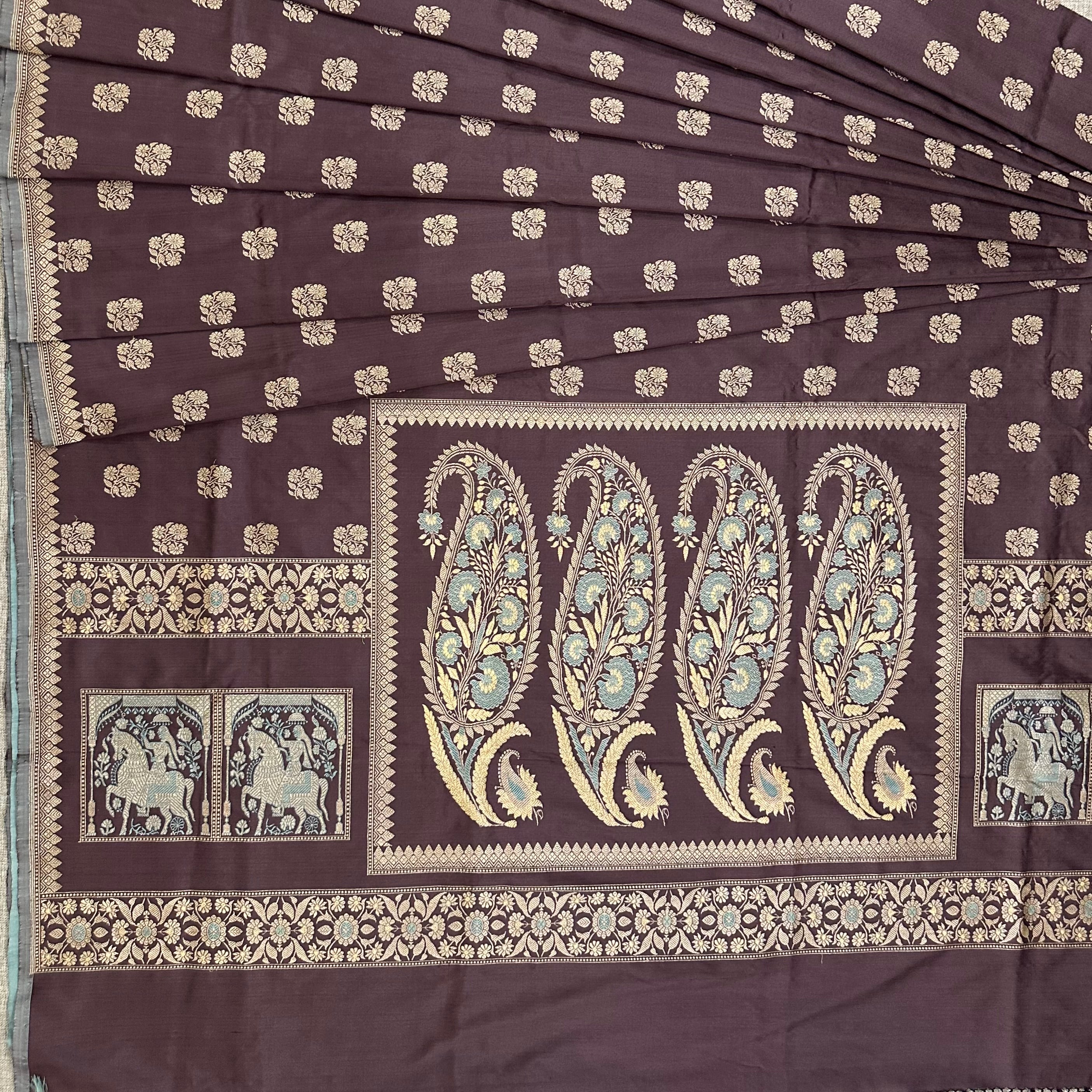Brown Colour Revival Baluchari Saree