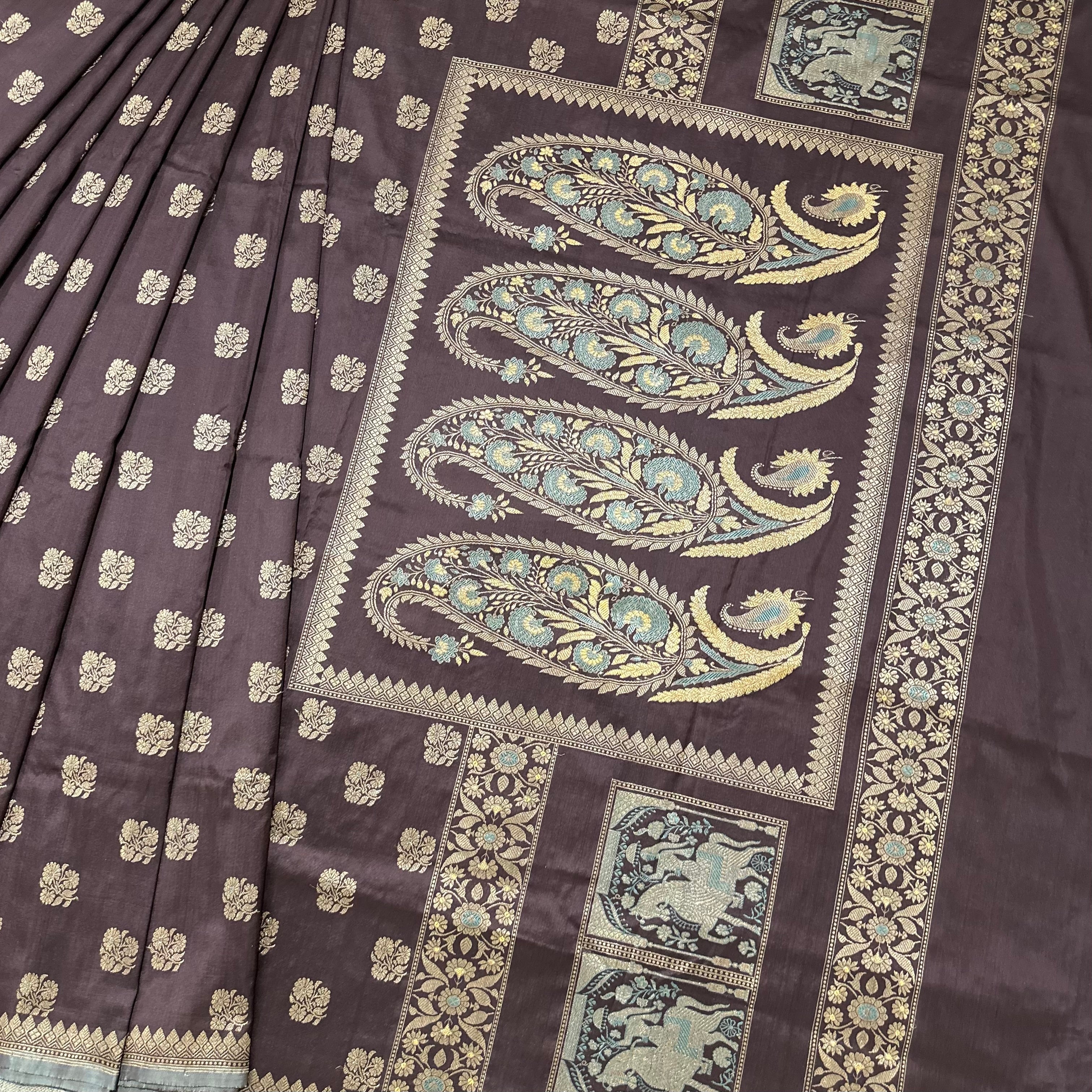 Brown Colour Revival Baluchari Saree