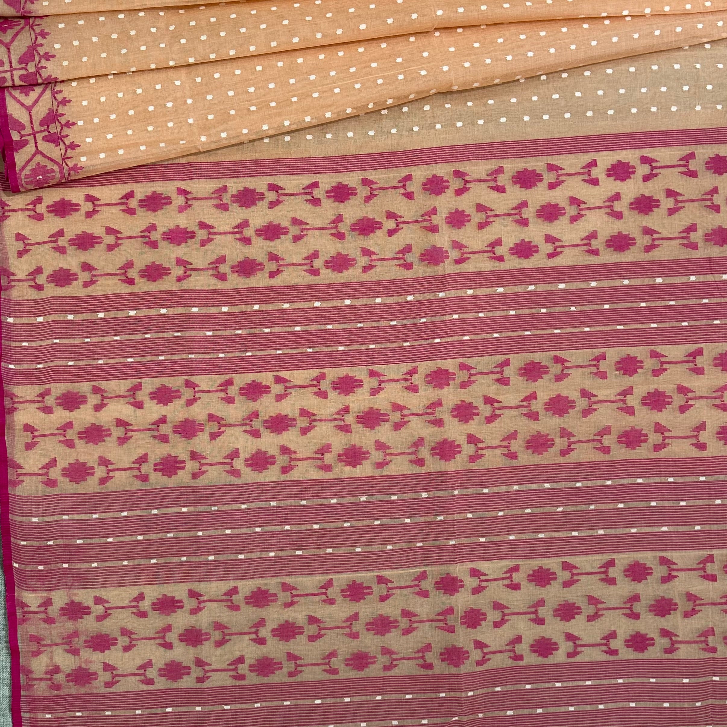 Peach and Pink Dhakai Jamdani