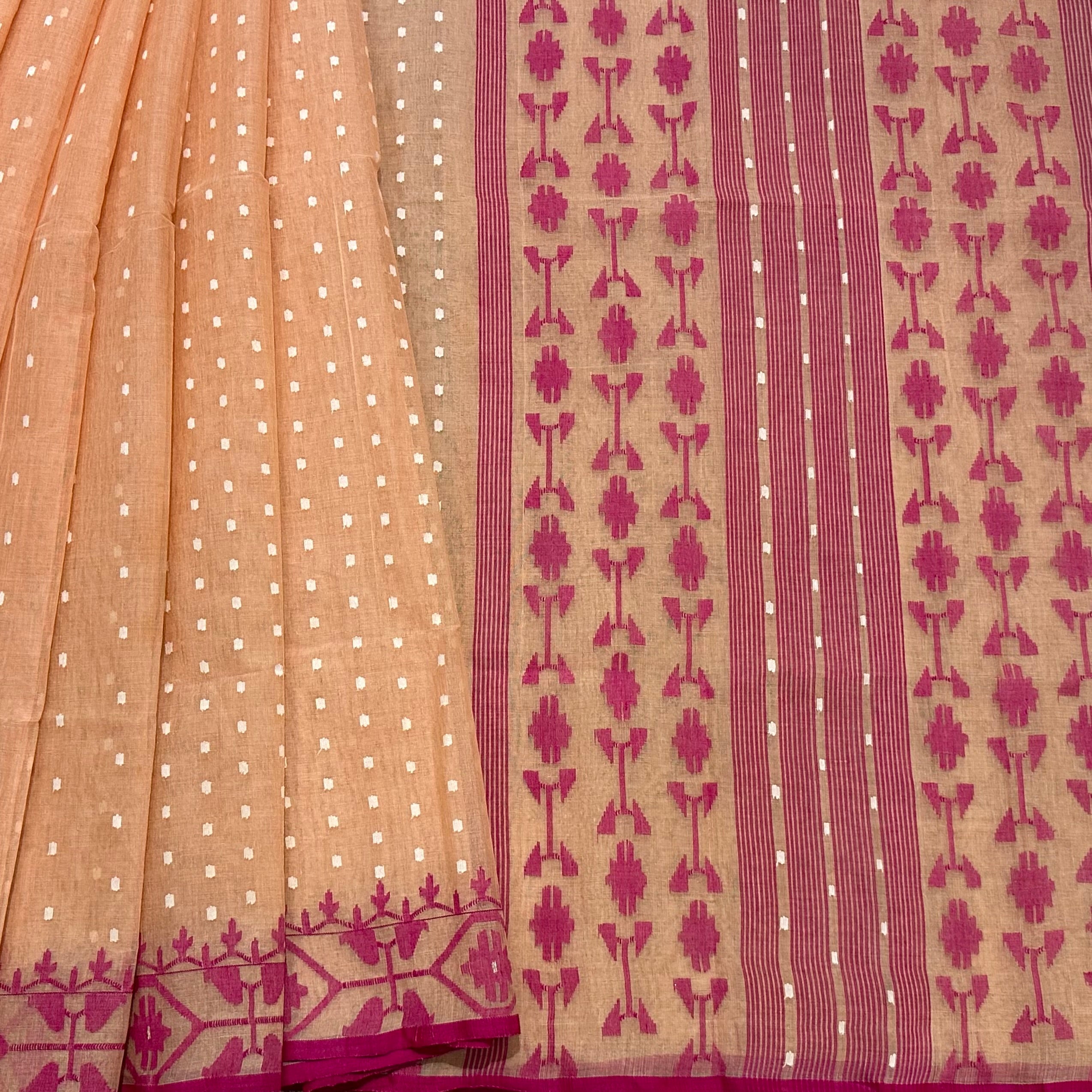 Peach and Pink Dhakai Jamdani