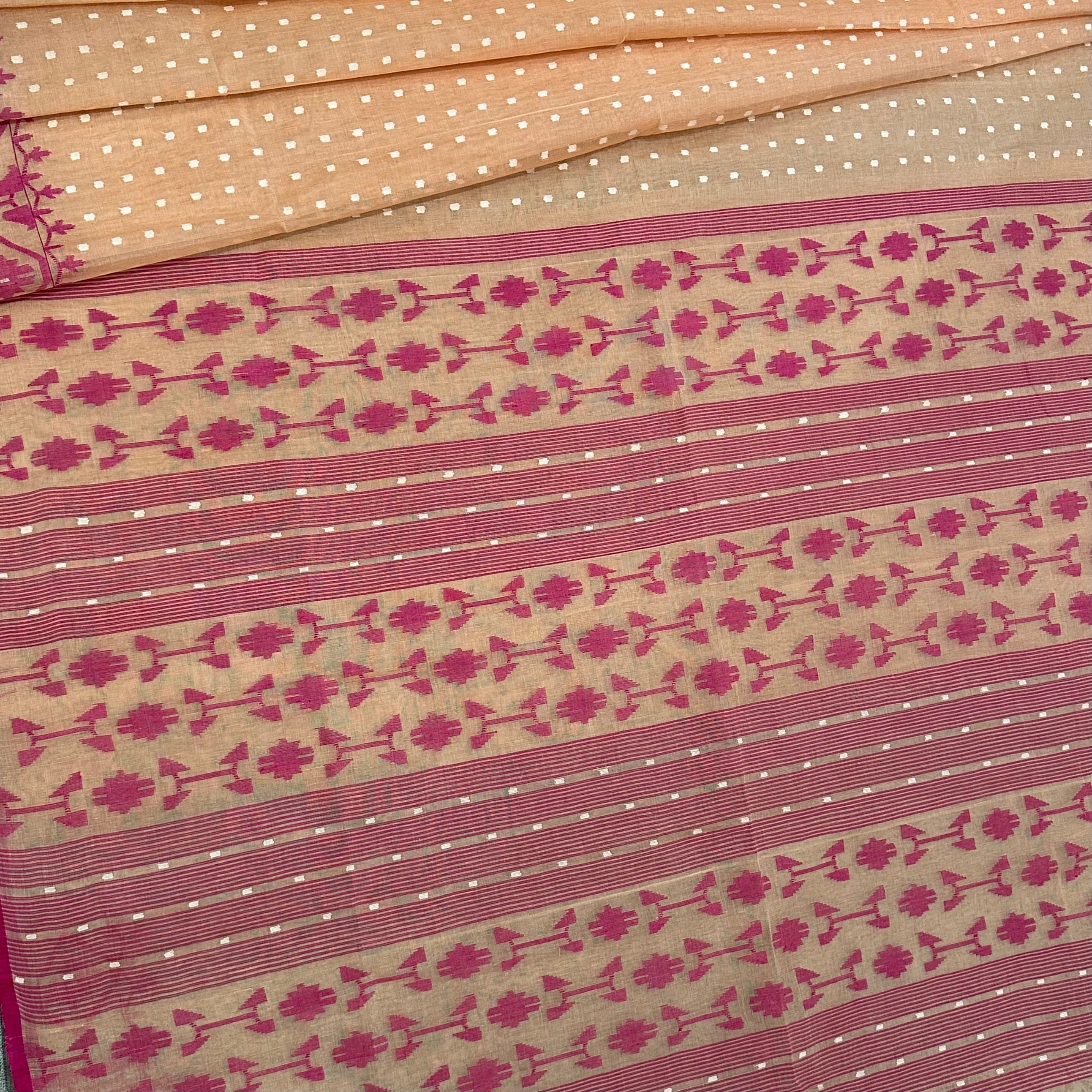 Peach and Pink Dhakai Jamdani