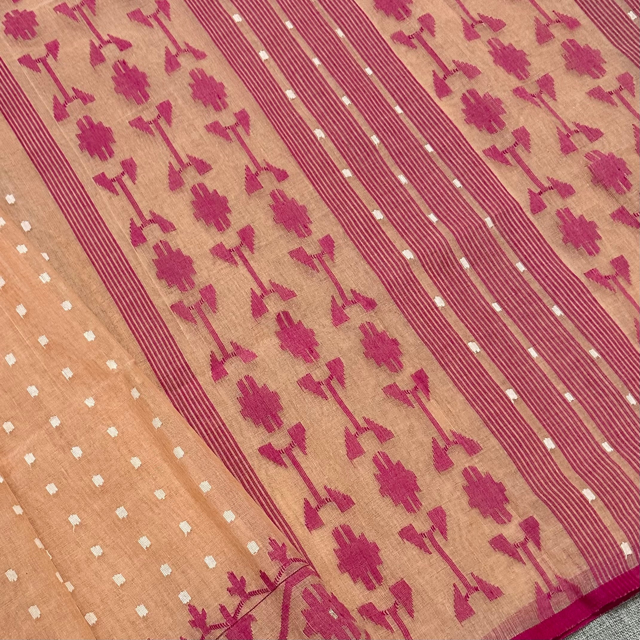 Peach and Pink Dhakai Jamdani
