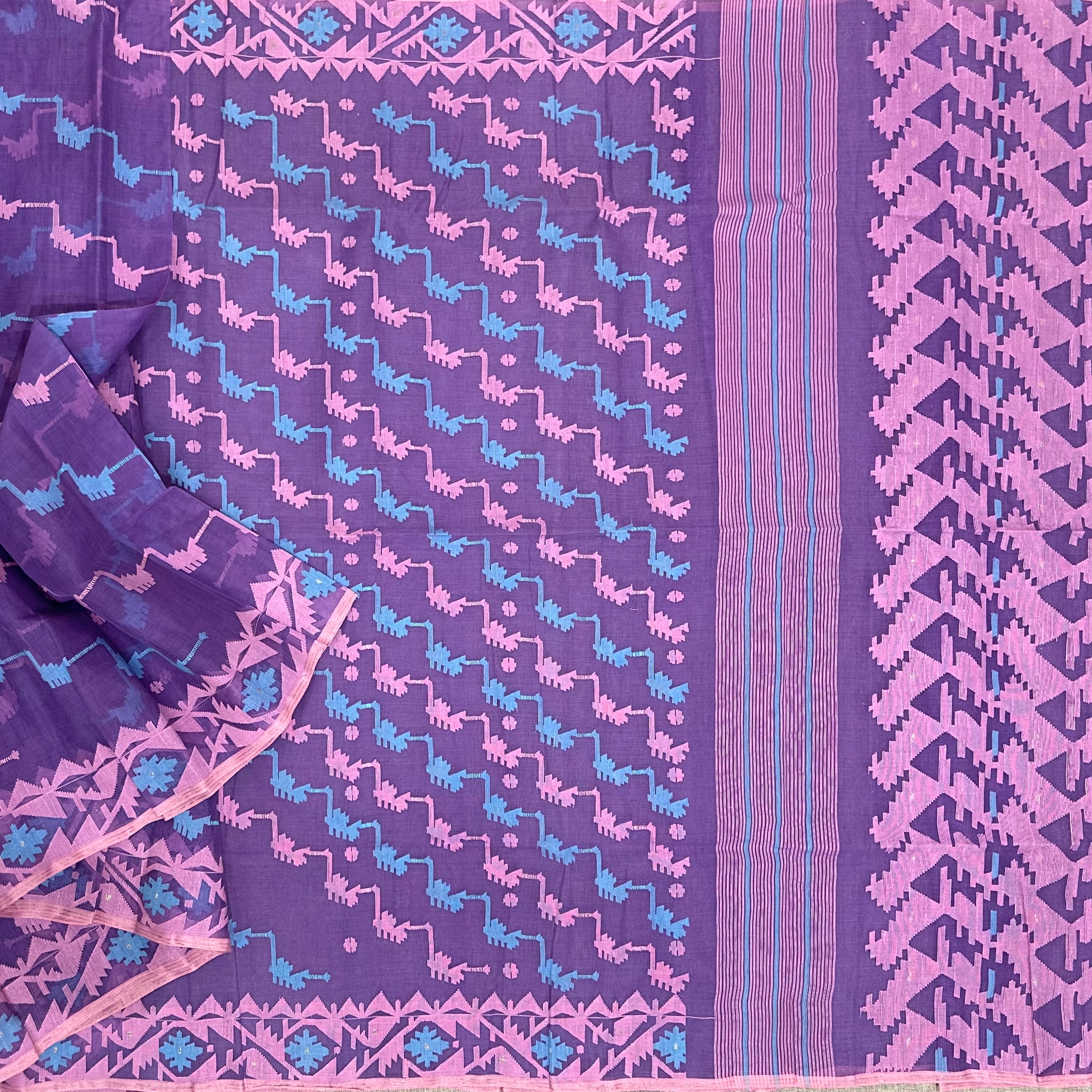 Dark lavender Dhakai Jamdani