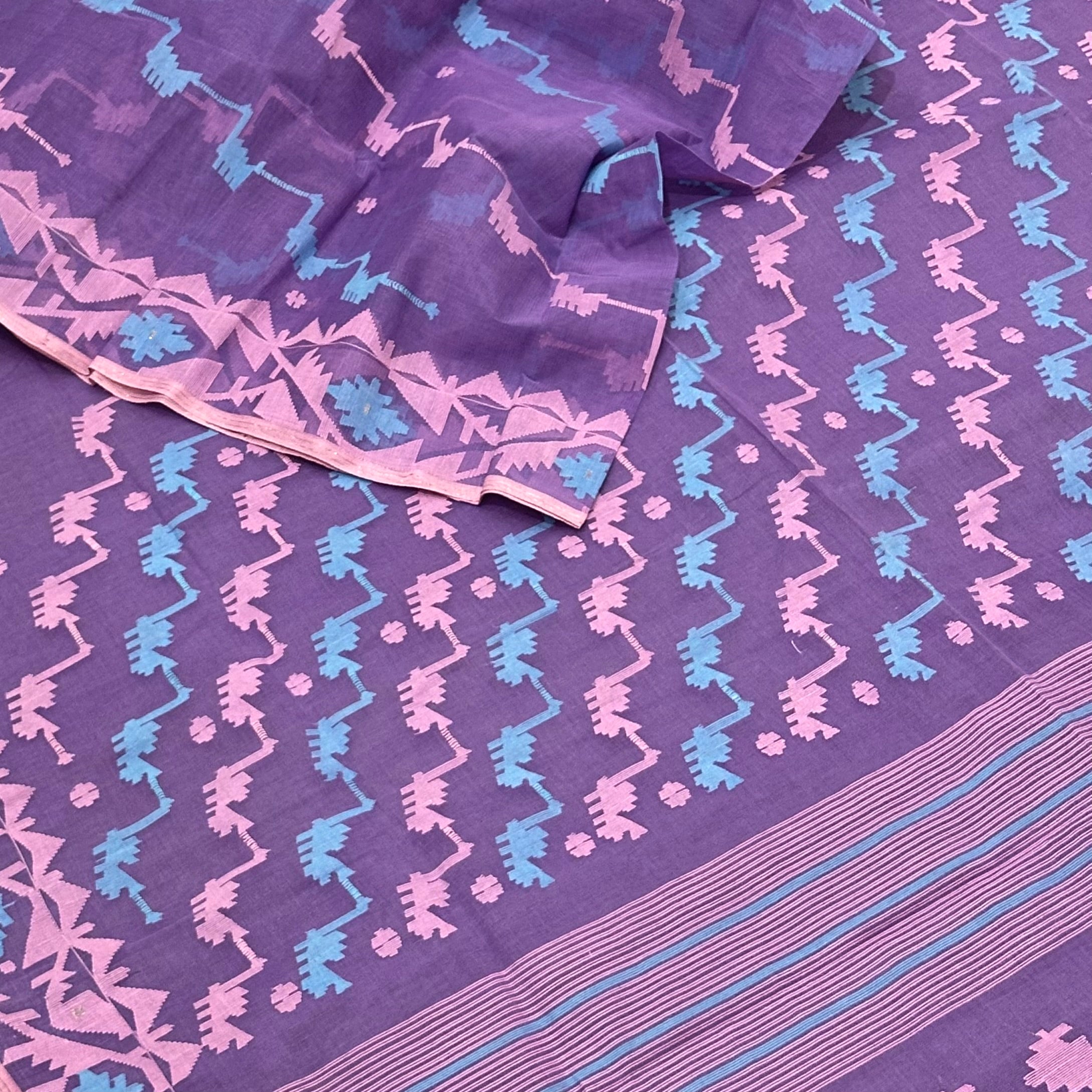 Dark lavender Dhakai Jamdani