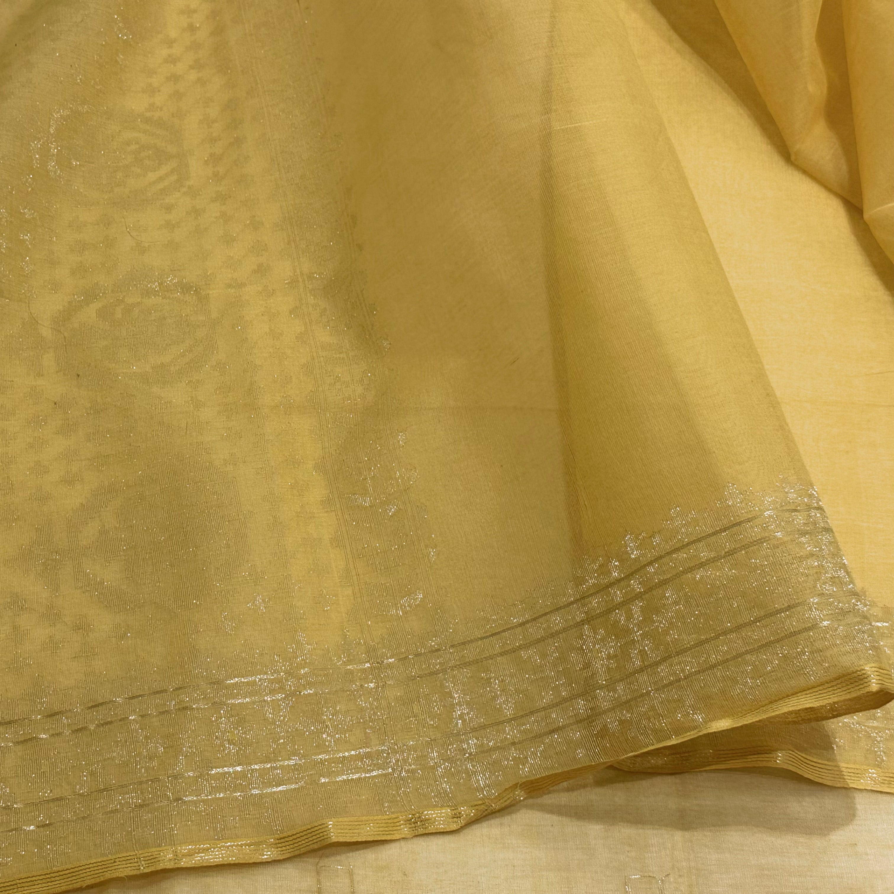 Yellow with Zari Dhakai Jamdani