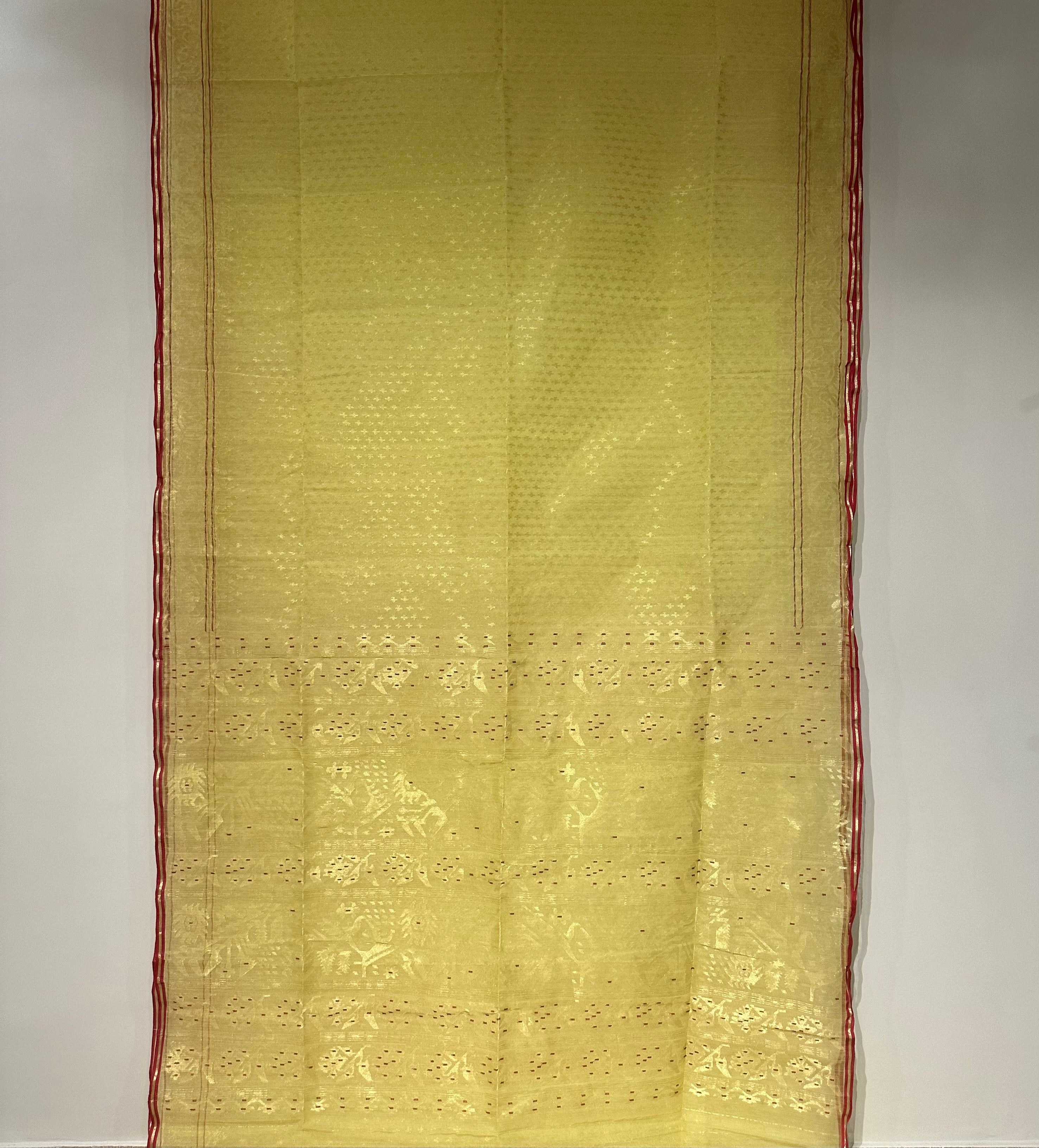 Half Silk Dhakai Jamdani with all over Zari