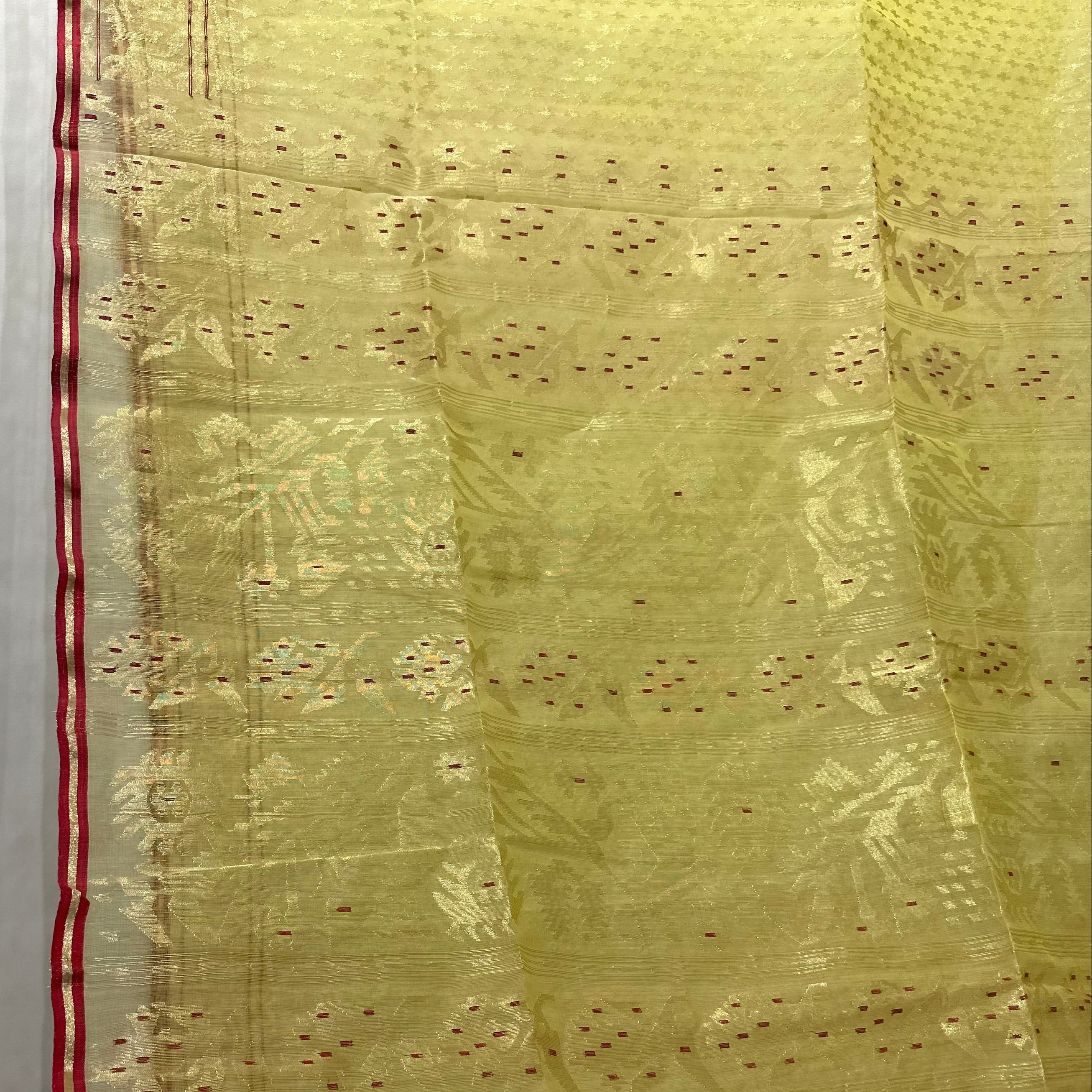 Half Silk Dhakai Jamdani with all over Zari