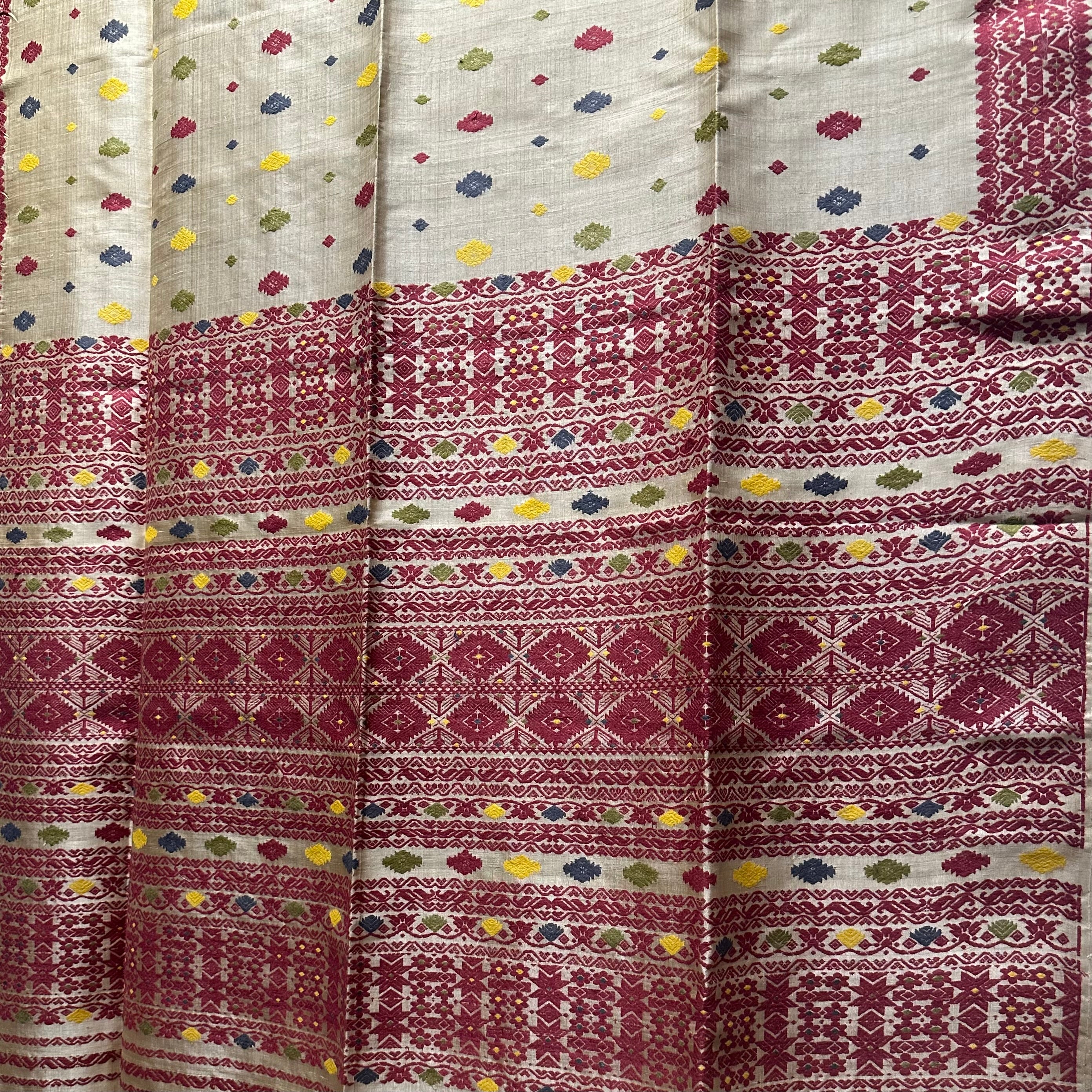 Red Heirloom Pure Assamese Muga Saree