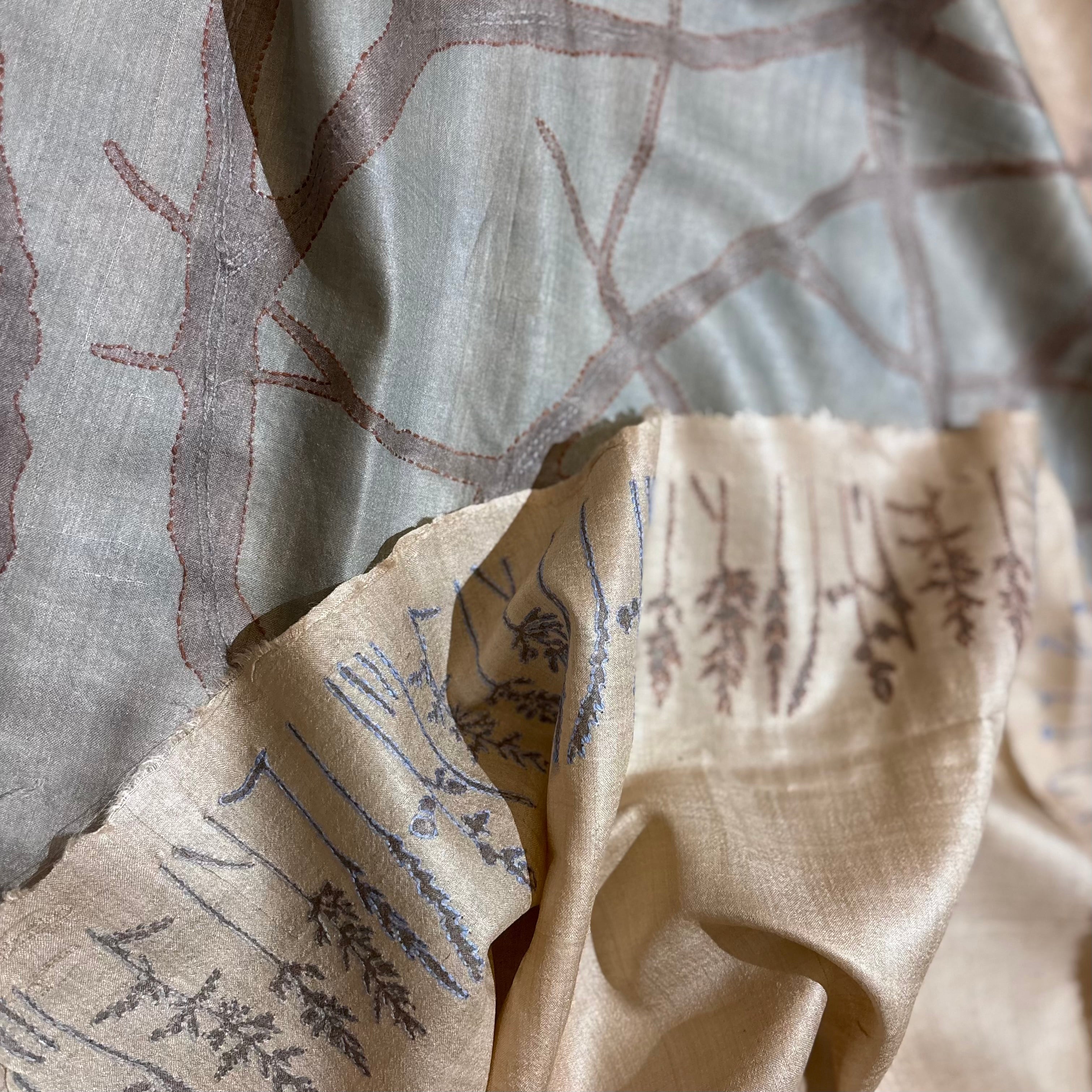 Natural Dyed Handwoven Tussar with Kantha