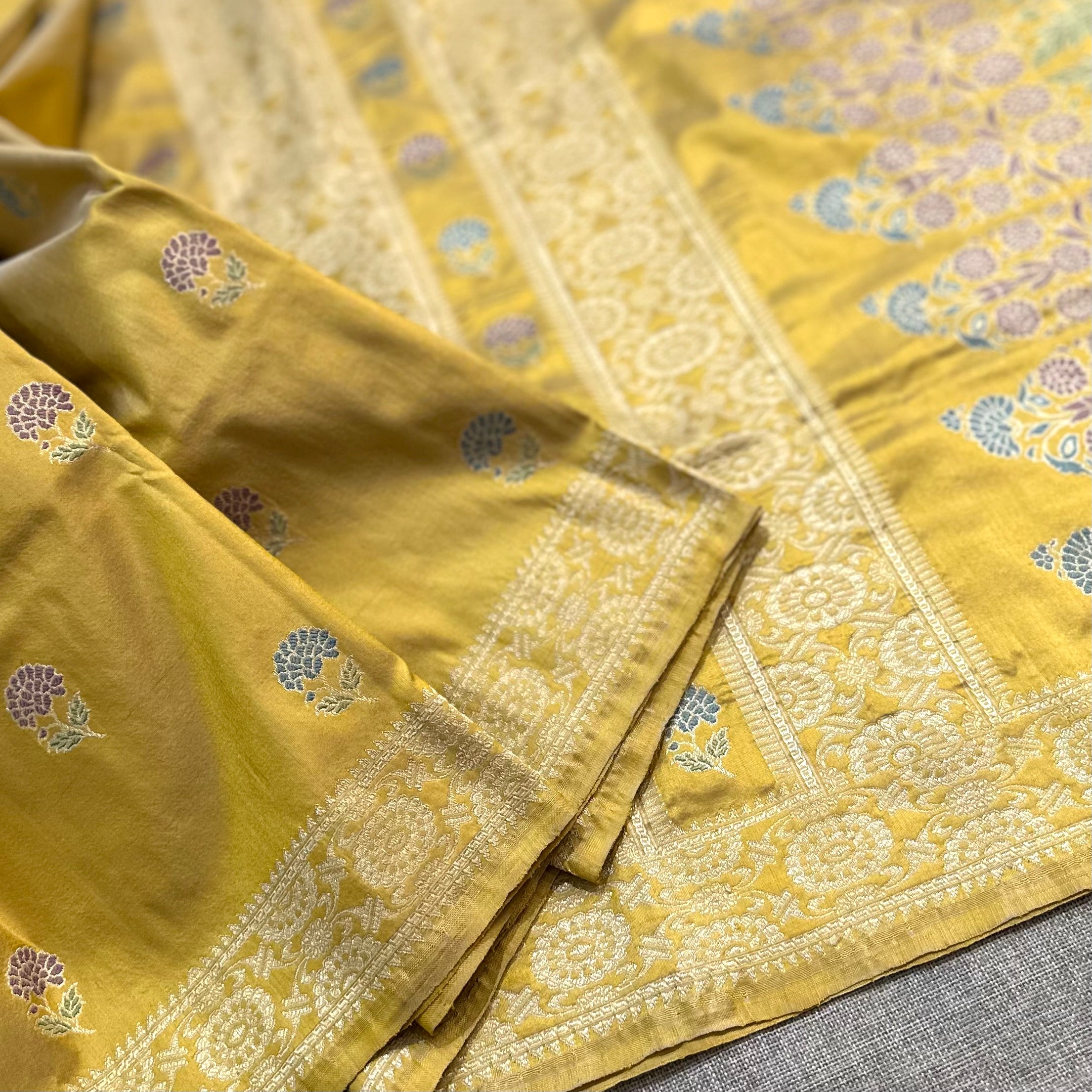Yellow Colour Marigold Baluchari Saree