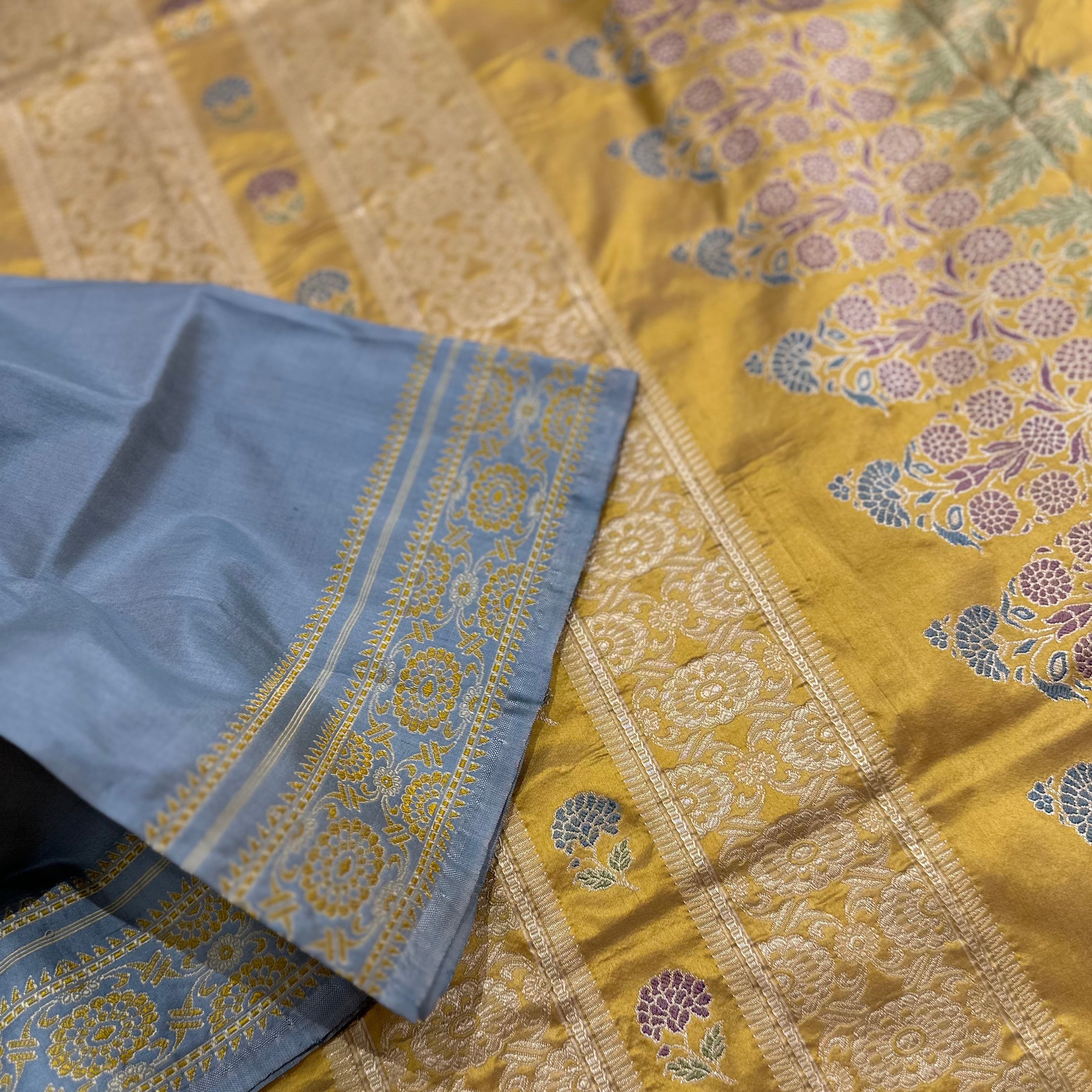 Yellow Colour Marigold Baluchari Saree