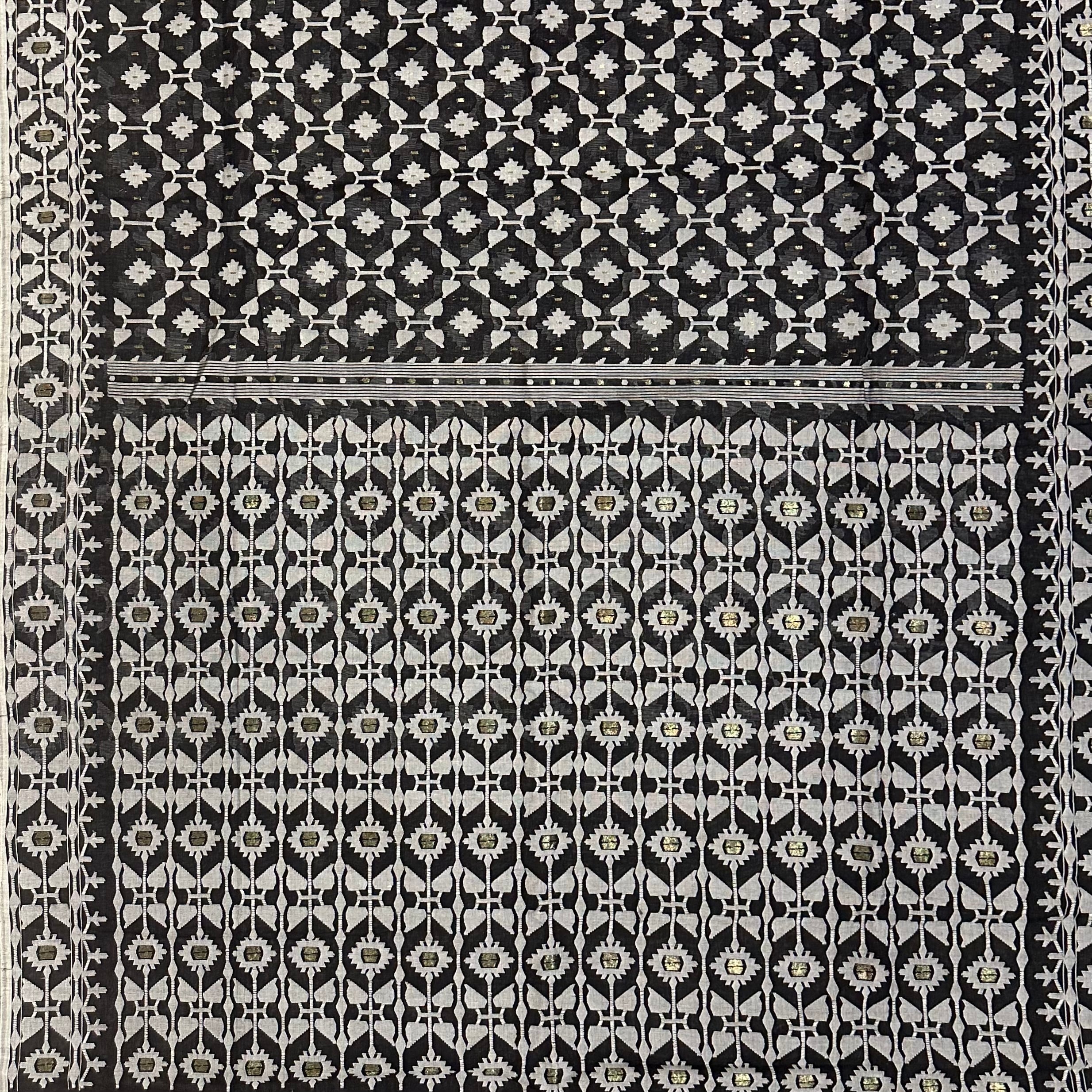 Black and White Dhakai Jamdani
