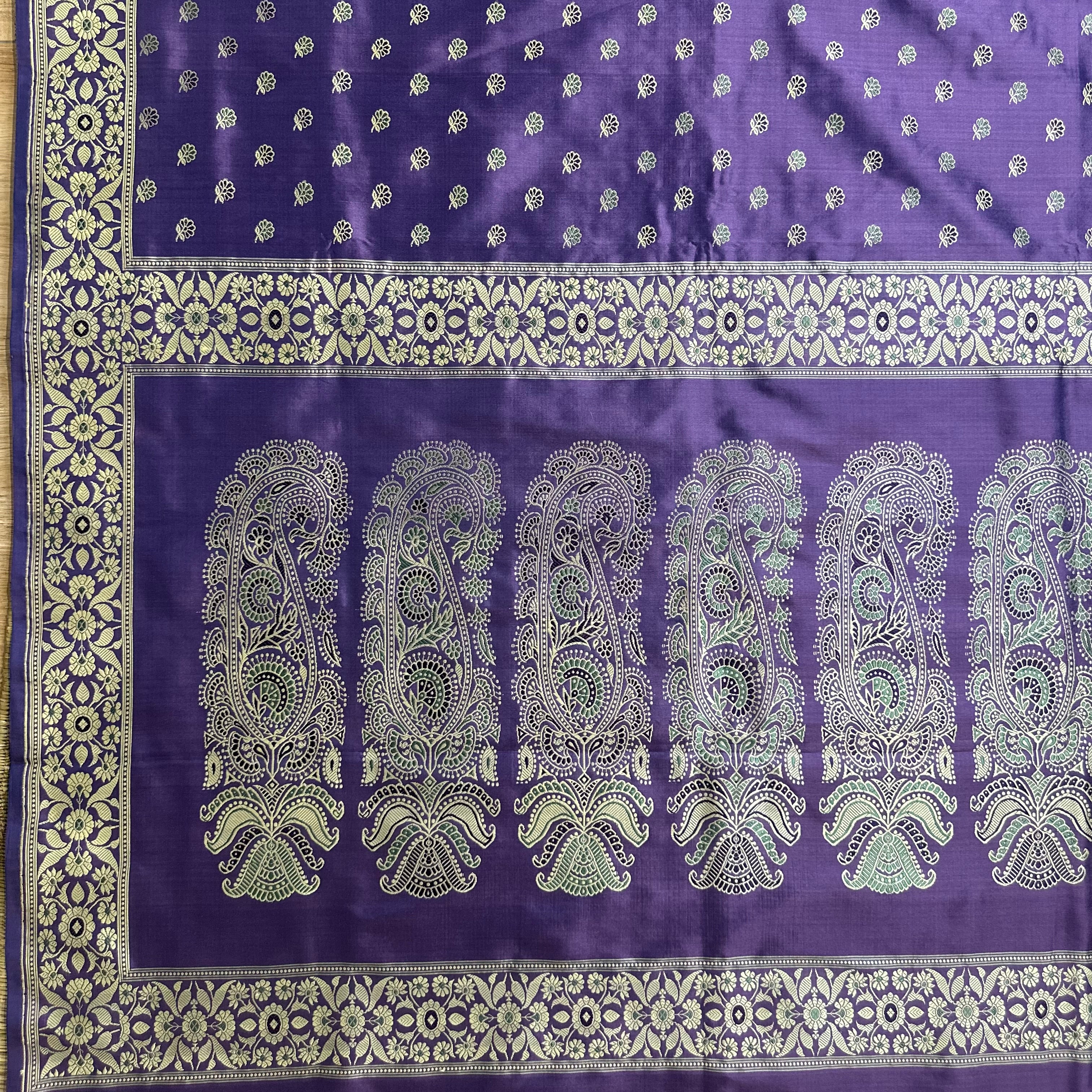 Purple Baluchari Saree with Paisleys in the Palla