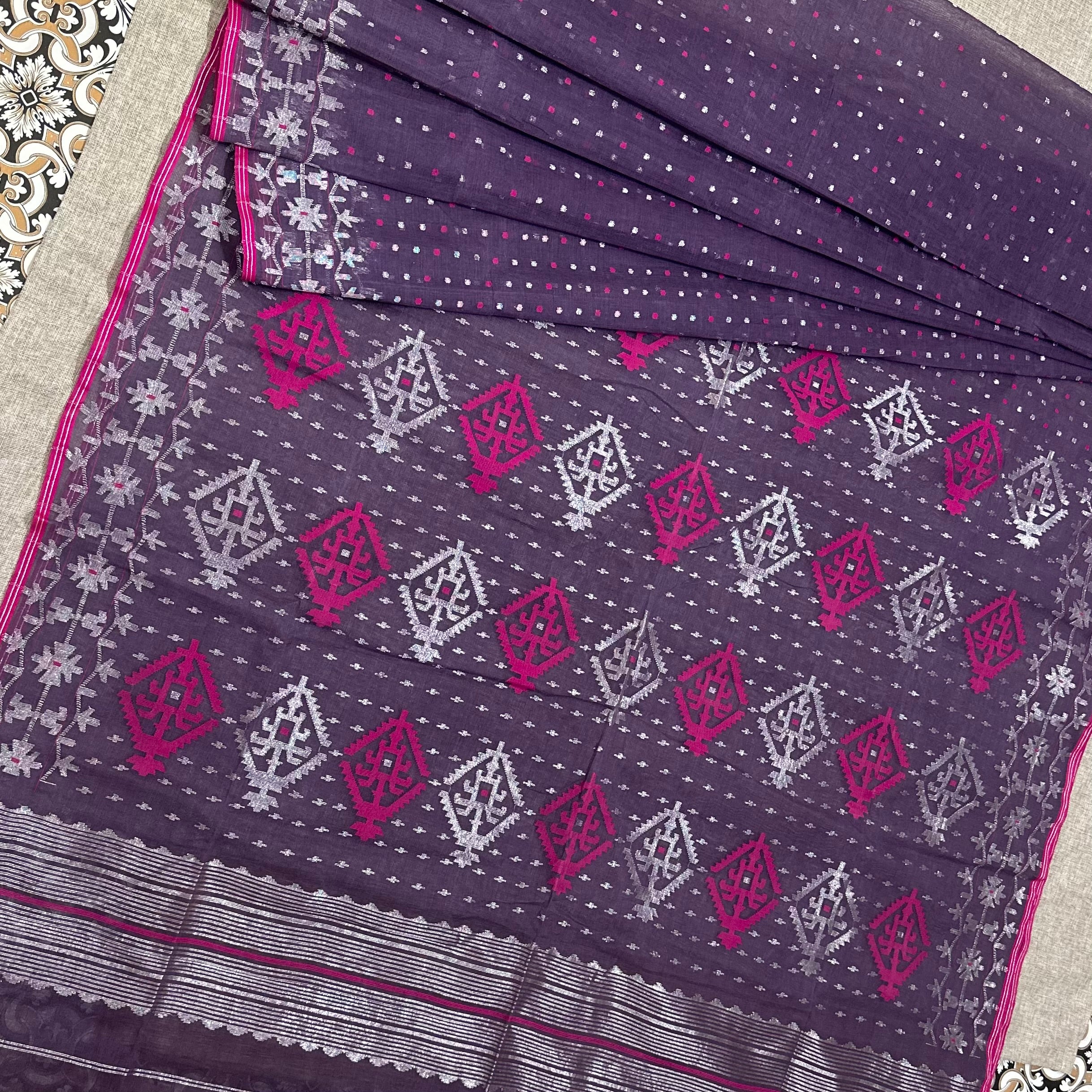 Greyish Purple Dhakai Jamdani