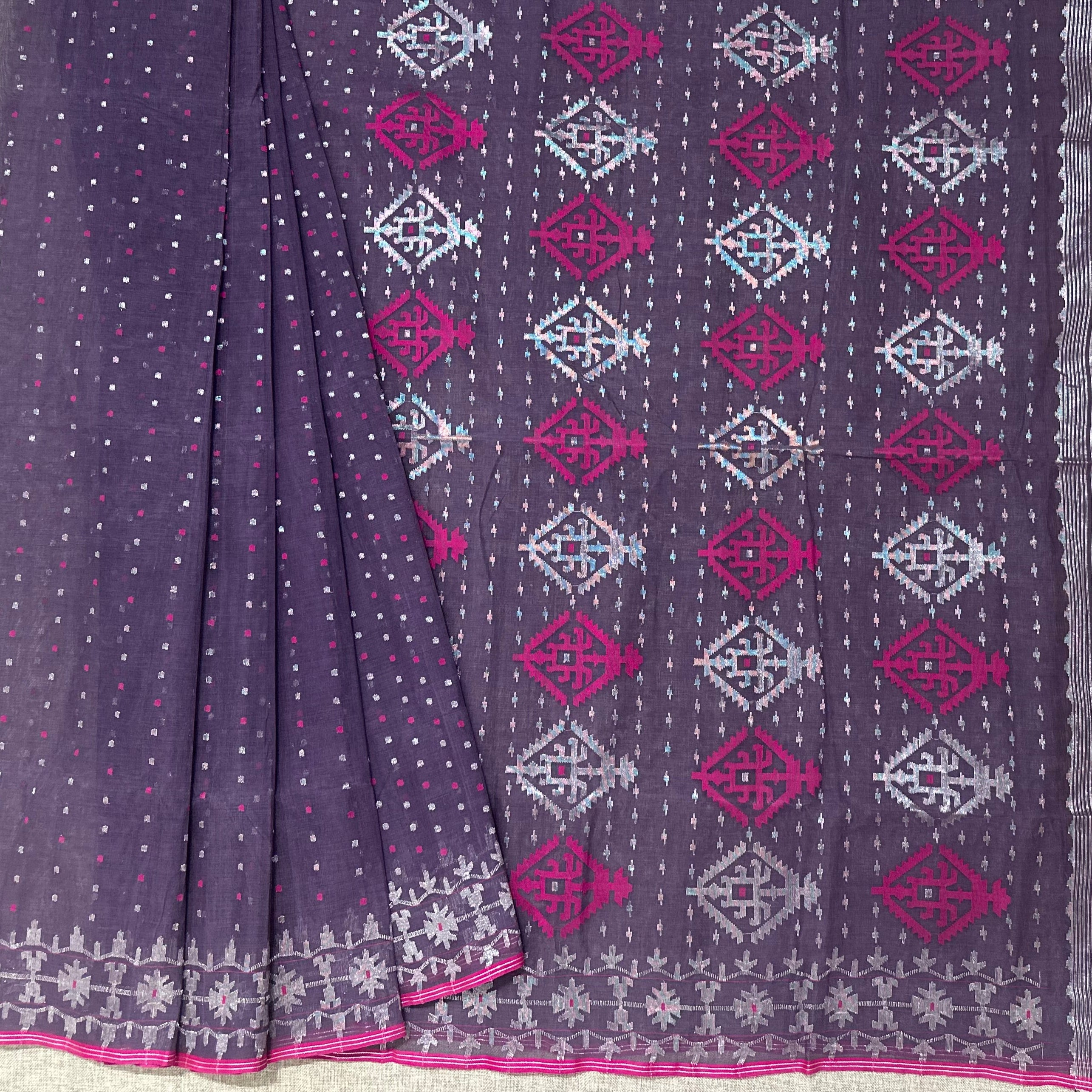 Greyish Purple Dhakai Jamdani