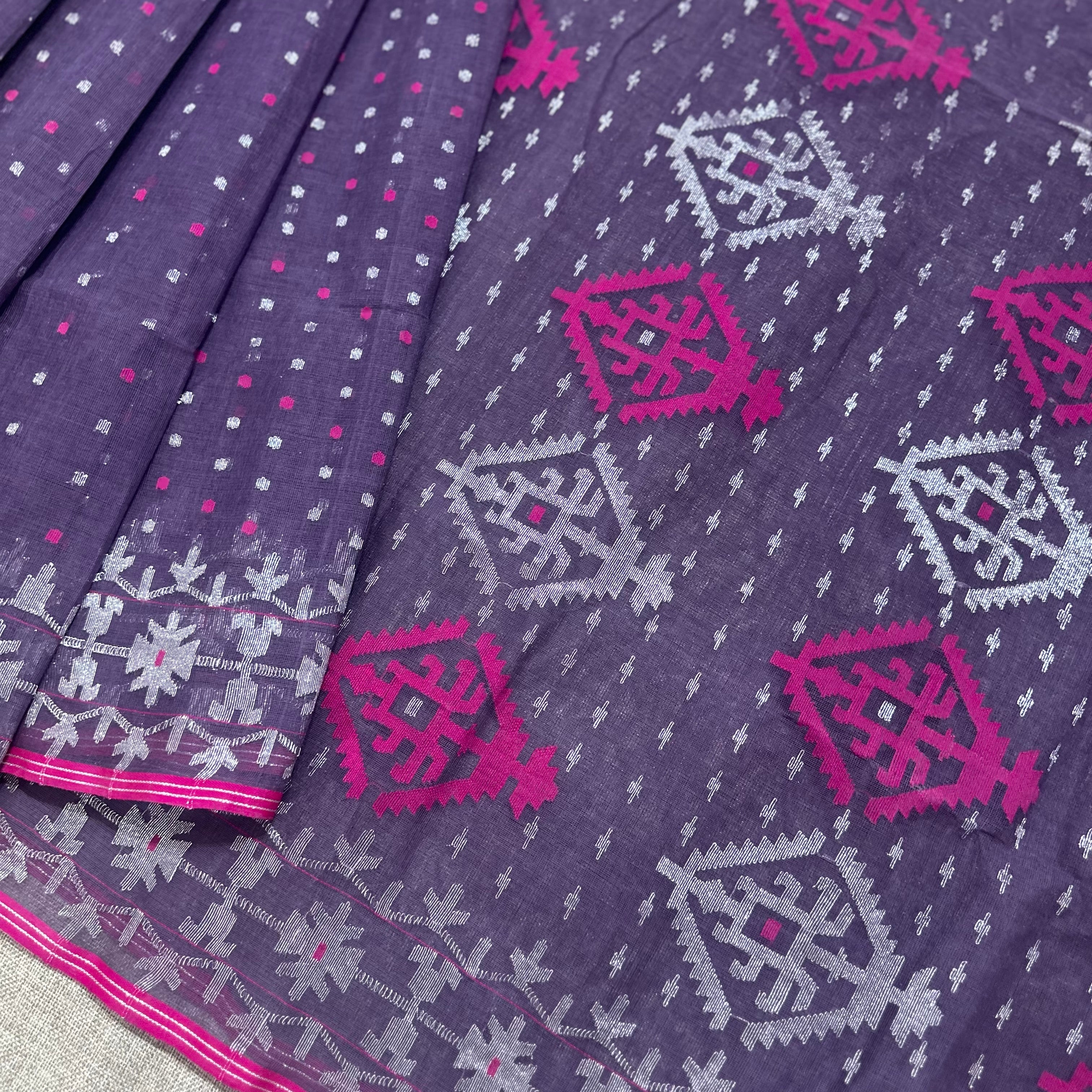 Greyish Purple Dhakai Jamdani