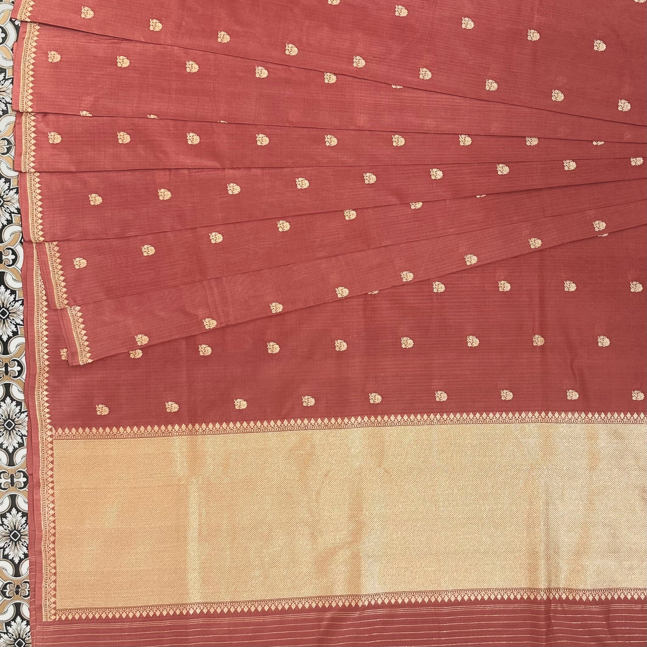 Red Silk Georgette Natural Dyed Benarasi