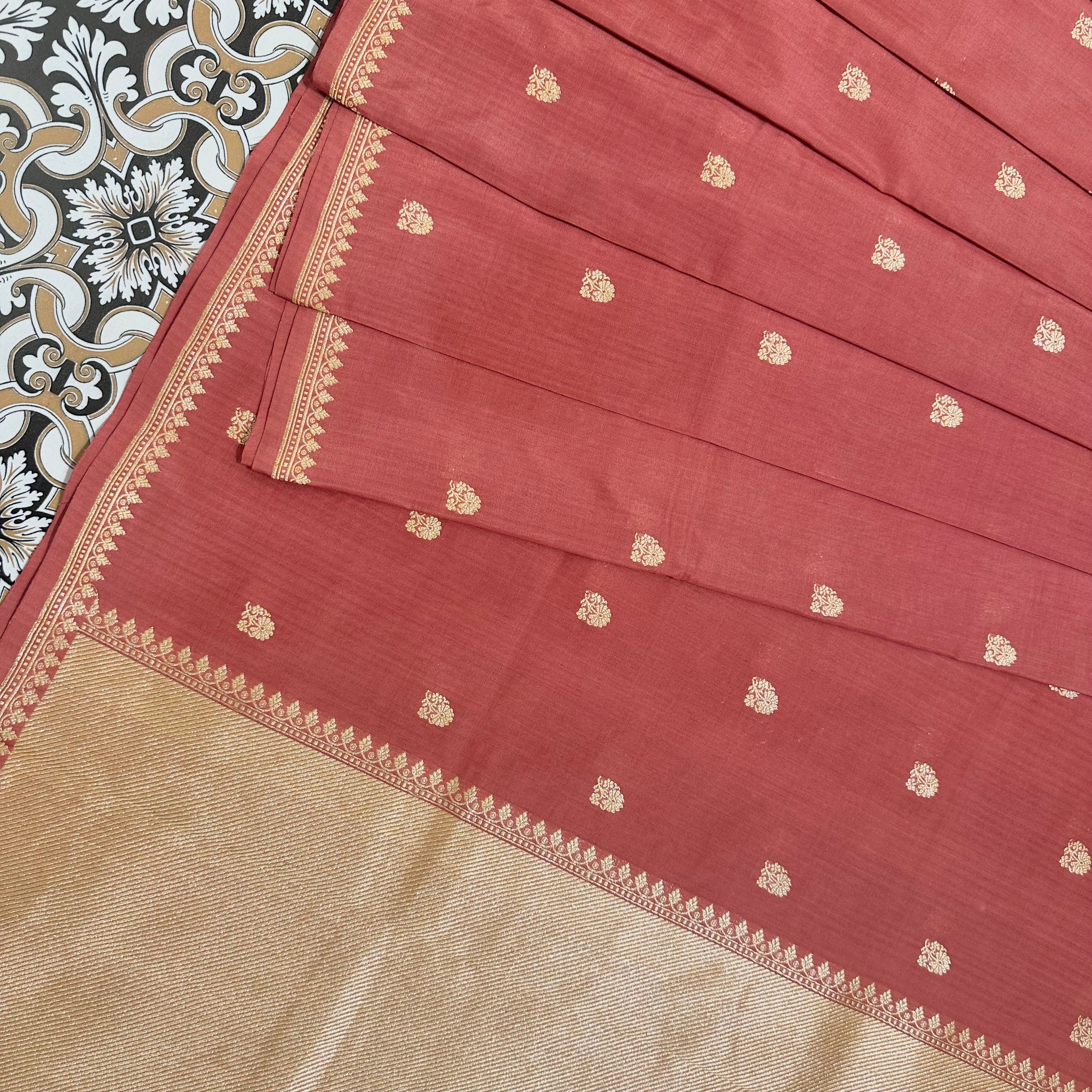 Red Silk Georgette Natural Dyed Benarasi