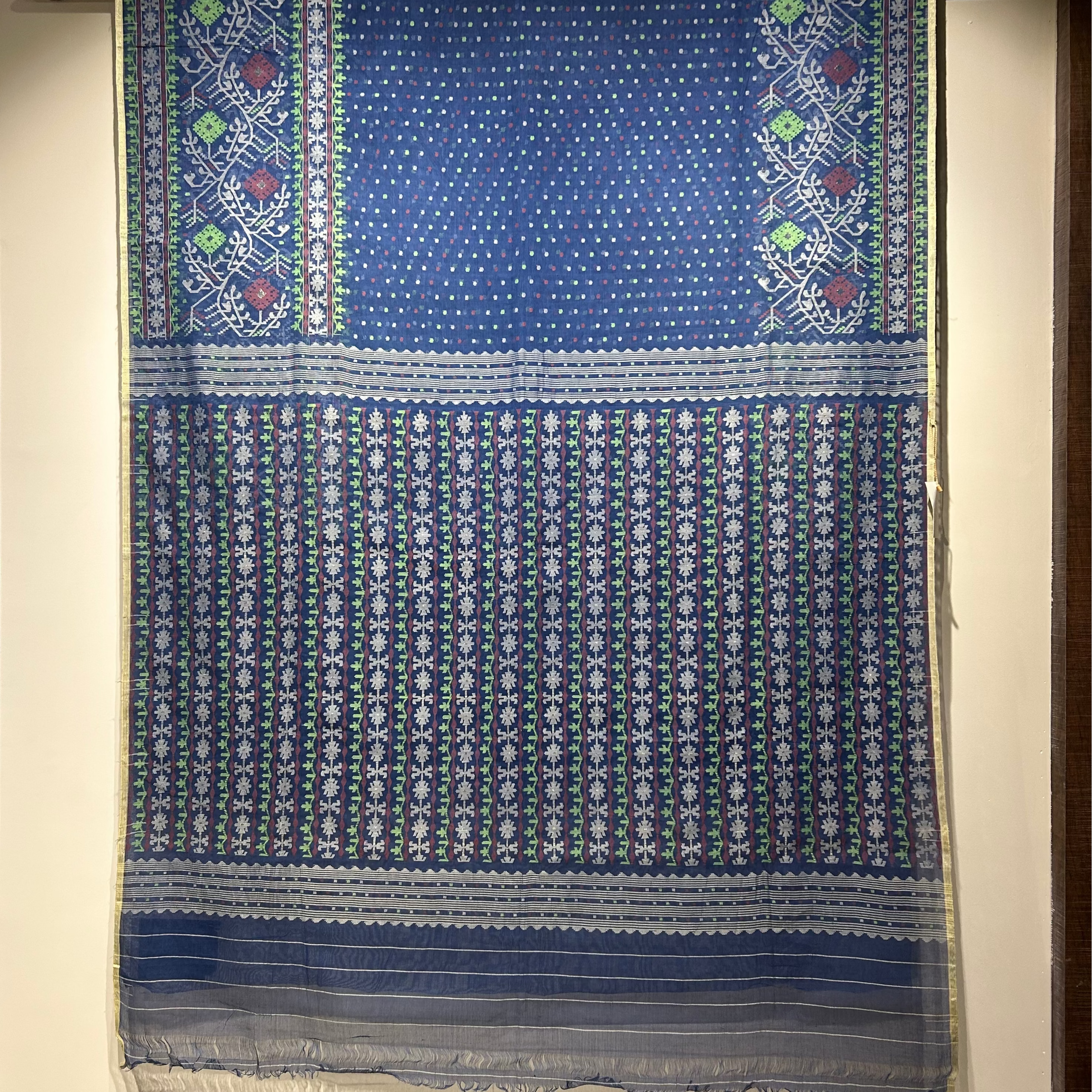 Blue Handwoven Dhakai Jamdani Saree
