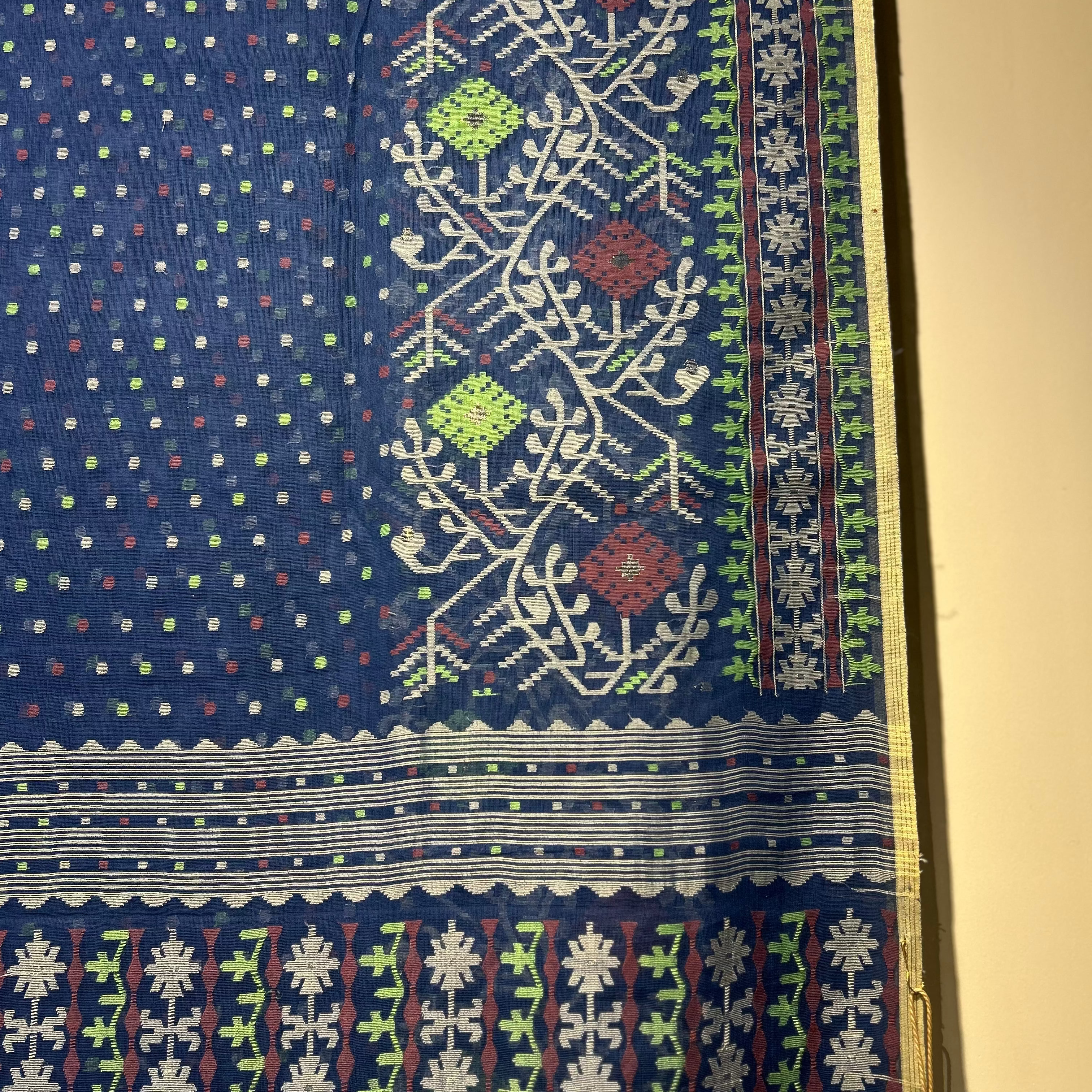 Blue Handwoven Dhakai Jamdani Saree