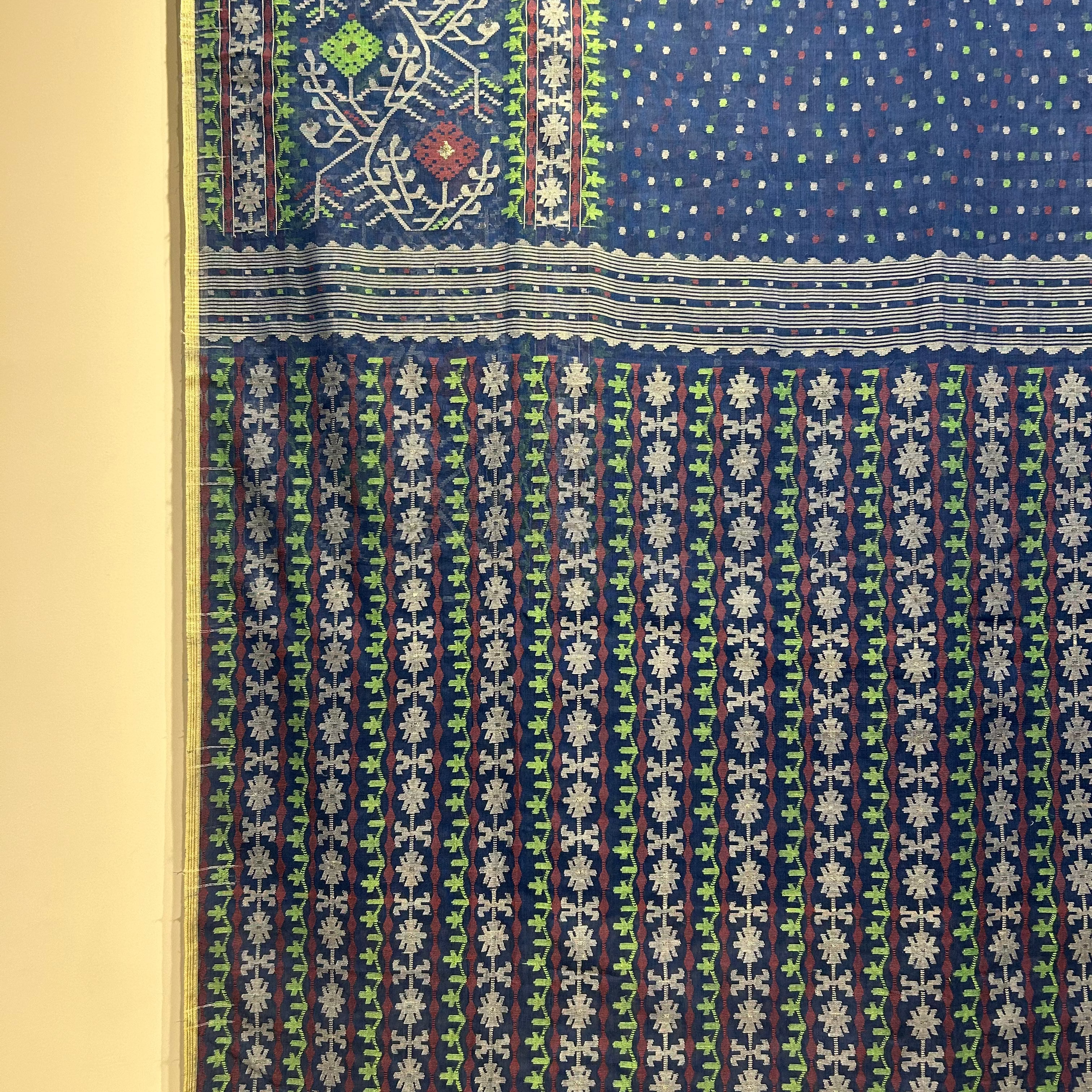 Blue Handwoven Dhakai Jamdani Saree