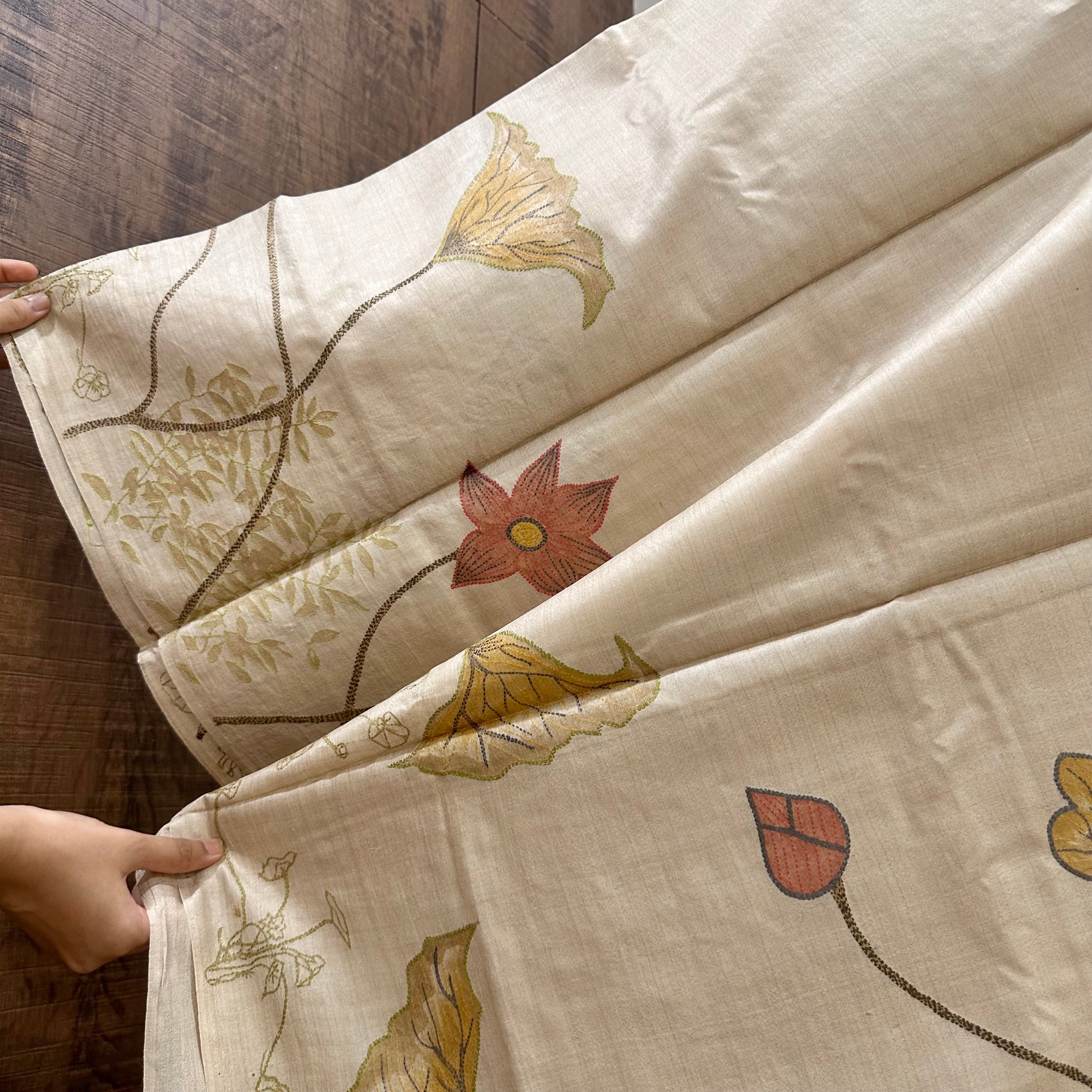 Natural Dyed Handwoven Tussar with Kantha
