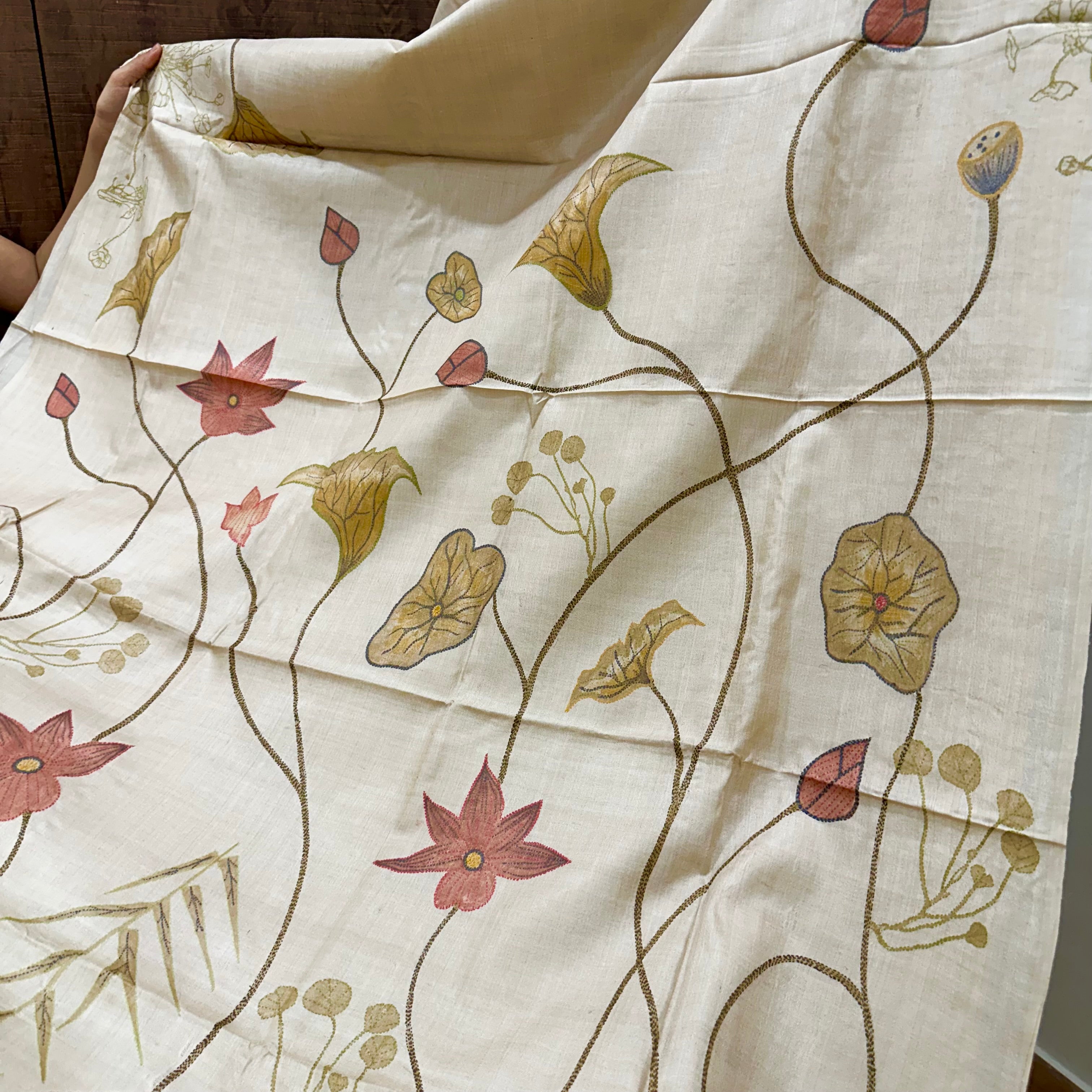 Natural Dyed Handwoven Tussar with Kantha