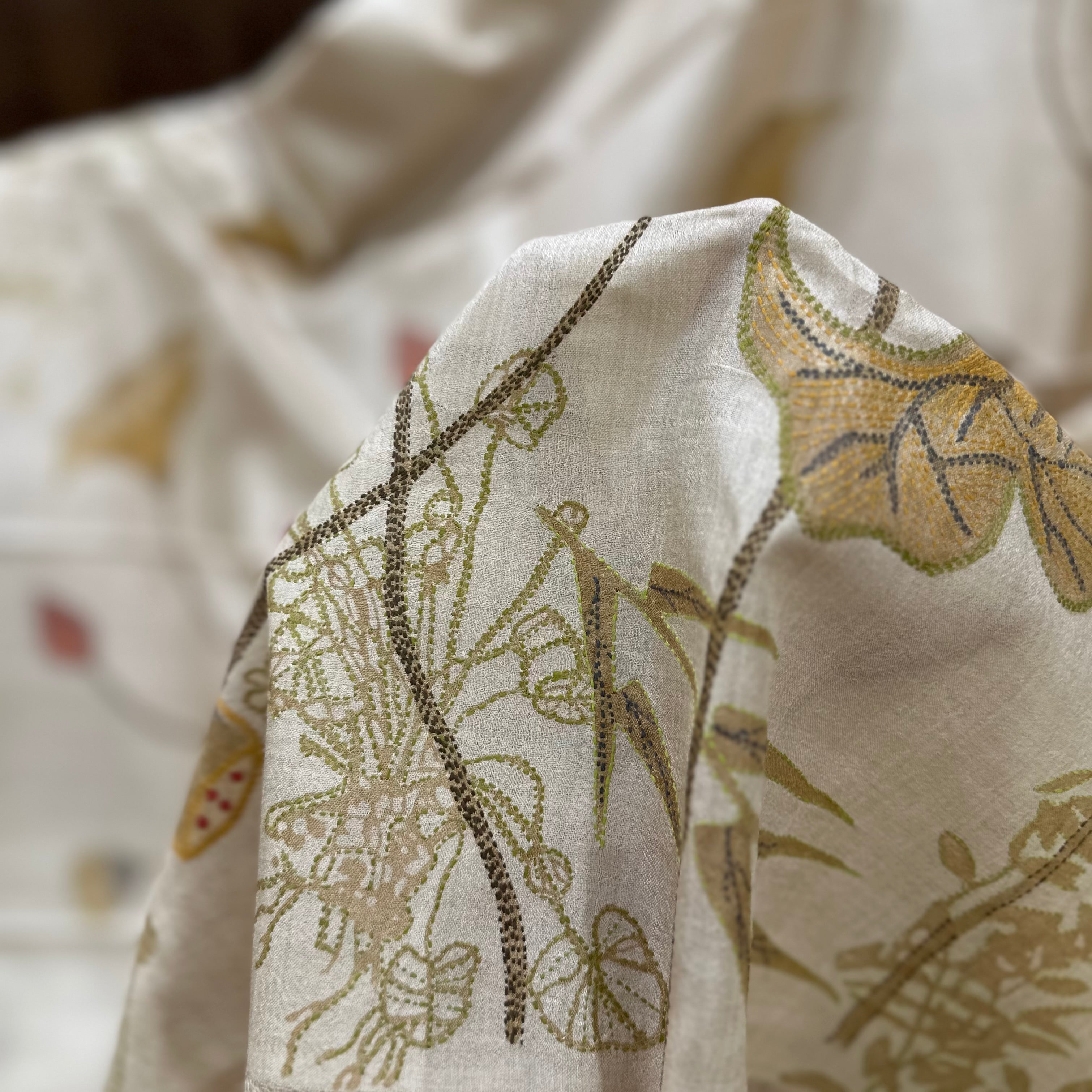 Natural Dyed Handwoven Tussar with Kantha